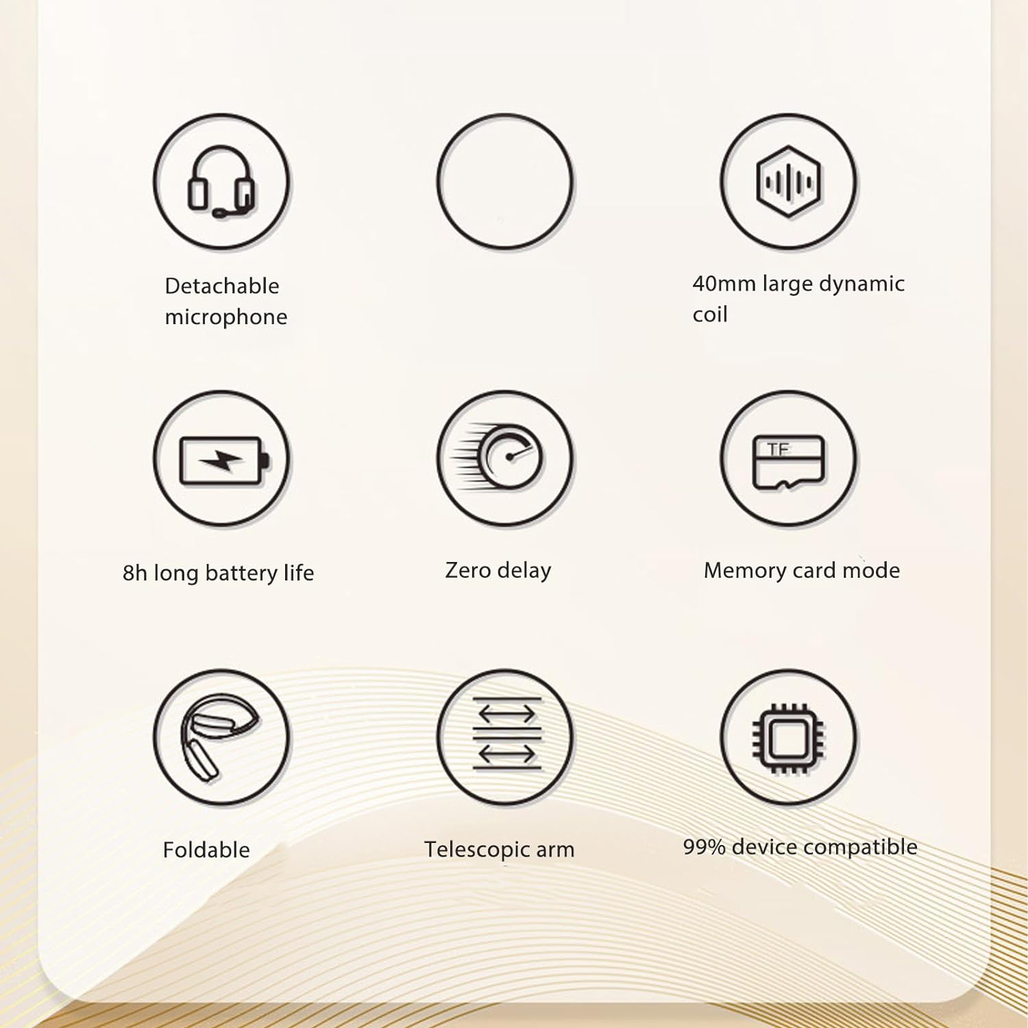 Wireless Gaming Headset with Detachable Microphone, RGB Light Noise Canceling Bluetooth Headphones, 400Mah Full Wrap around over Ear Headphones, for Laptop Computer (Black) - Black image number 6