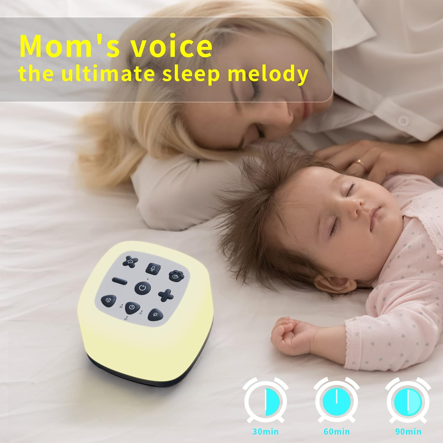 White Noise Sleep Sound Machine with Night Light, 40 Soothing Sounds for Baby Kids Adults, Auto-Off Timer,Portable for Travel, 5-Level Nursery Light(Bt) image number 2