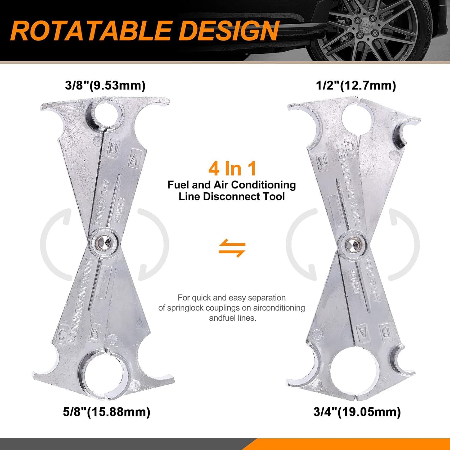 2Pcs Fuel Line Disconnect Scissor Tool Transmission Line Disconnect Tool Fuel Filter Tool for Quick Disconnection Auto Fuel A/C Line Vehicles 3/8&rdquo; 5/16&rdquo; and 3/8&rdquo; 5/8&rdquo; 1/2&rdquo; 3/4&rdquo; image number 4