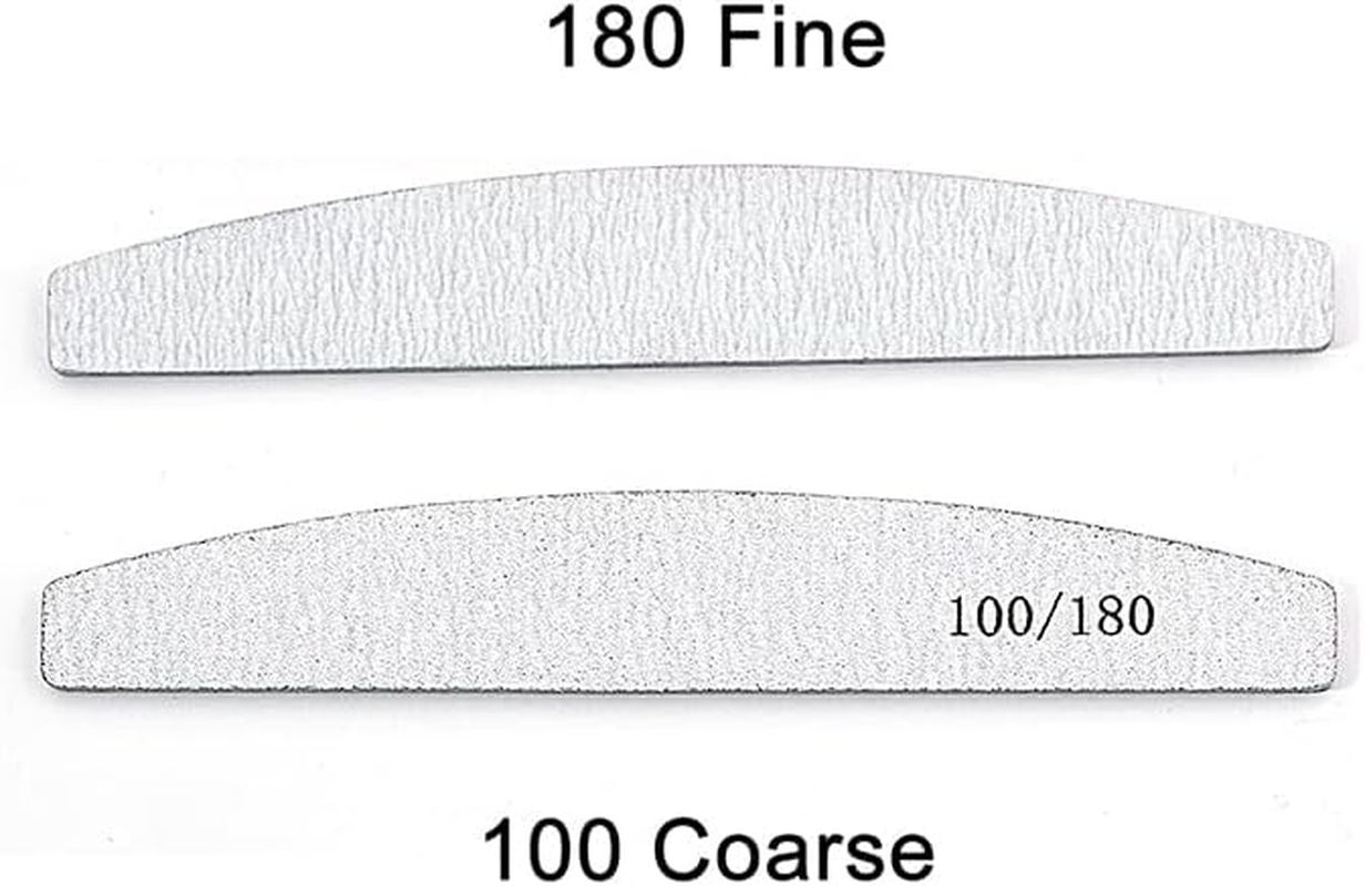 Nail Files 20-Pack Half Moon 100/180 Grit &ndash; Professional Double-Sided Emery Boards for Natural & Acrylic Nails &ndash; Washable, Durable & Reusable Manicure Tools image number 6