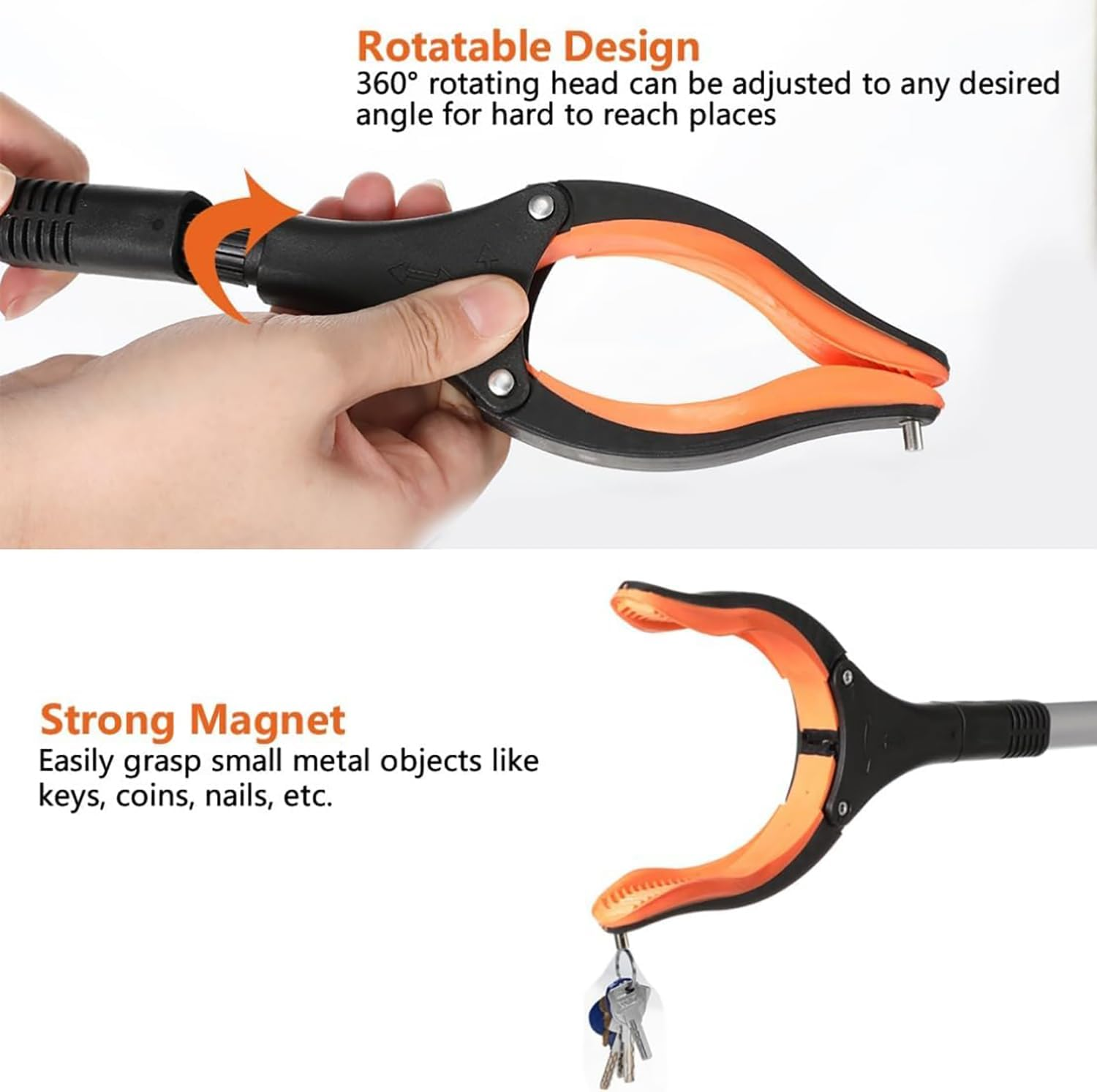Grabber Reacher Tool, Foldable Gripper and Reaching Tool 83Cm, Heavy Duty Pick up Stick Grabbers for Seniors, Trash, Surgery Recovery, Picker Upper Grabber (Orange)