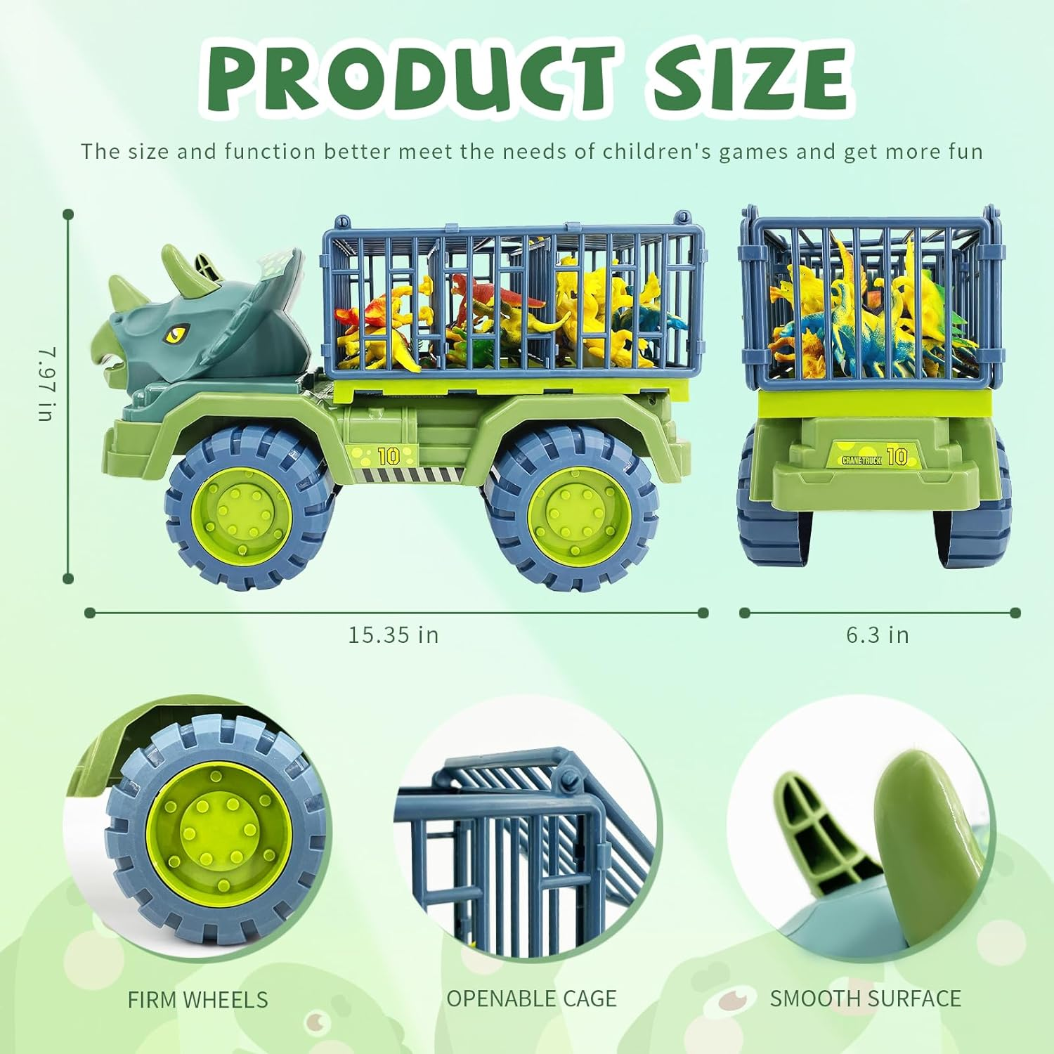 Dinosaur Truck Toy for Kids 3-7, Vehicle Carrier Car Toys with Dino Figures & Play Mat, Fun Toy Set Gifted for Boys and Girls, Exciting Adventures Await! image number 4