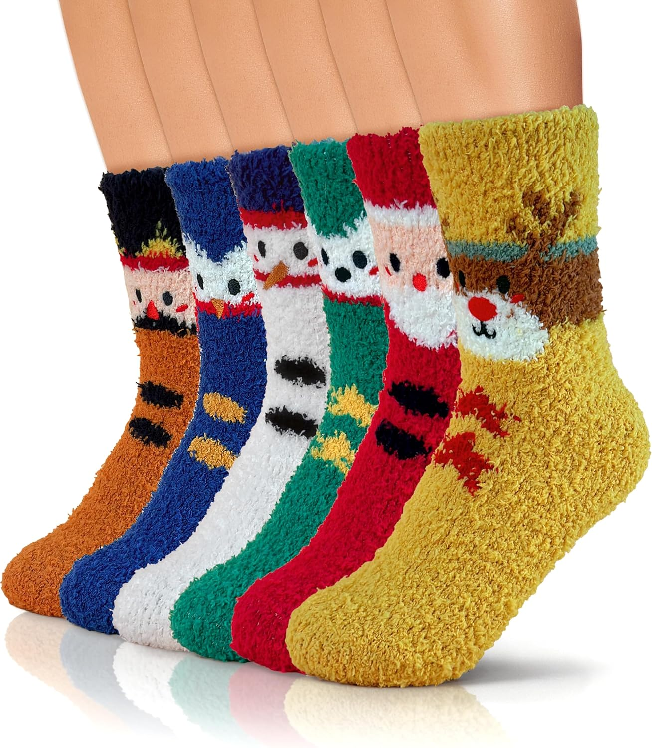 TEHOOK Fuzzy Socks Soft Cozy Fluffy Slipper Winter Warm Plush Socks Christmas Stocking Stuffers Gifts for Women