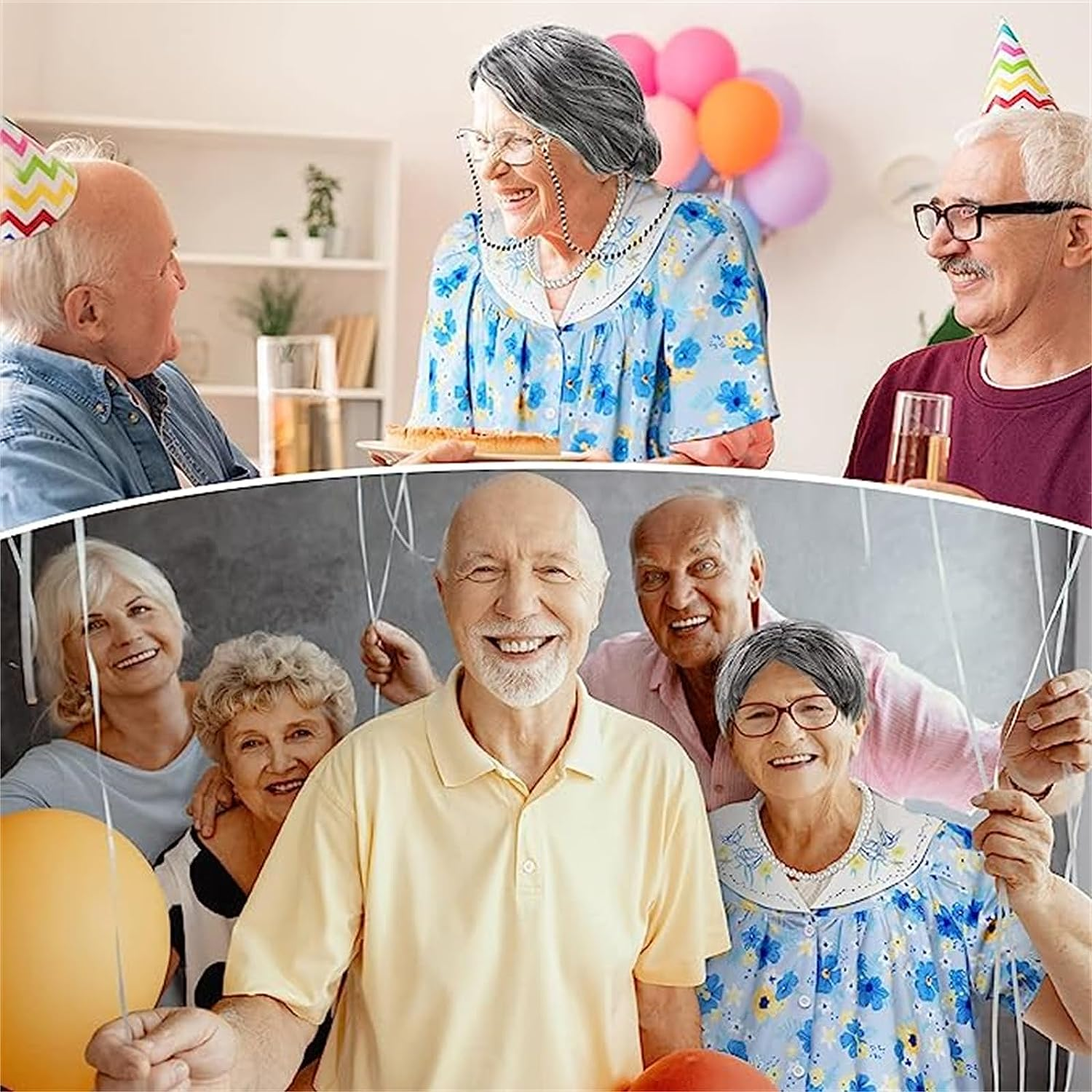 7 Pcs/Set Grandma Old Lady Dress up Set, Granny Wig Adult Halloween Cosplay Party Witch Decoration, Old Women Granny Wig for Halloween Cosplay 100 Days image number 6