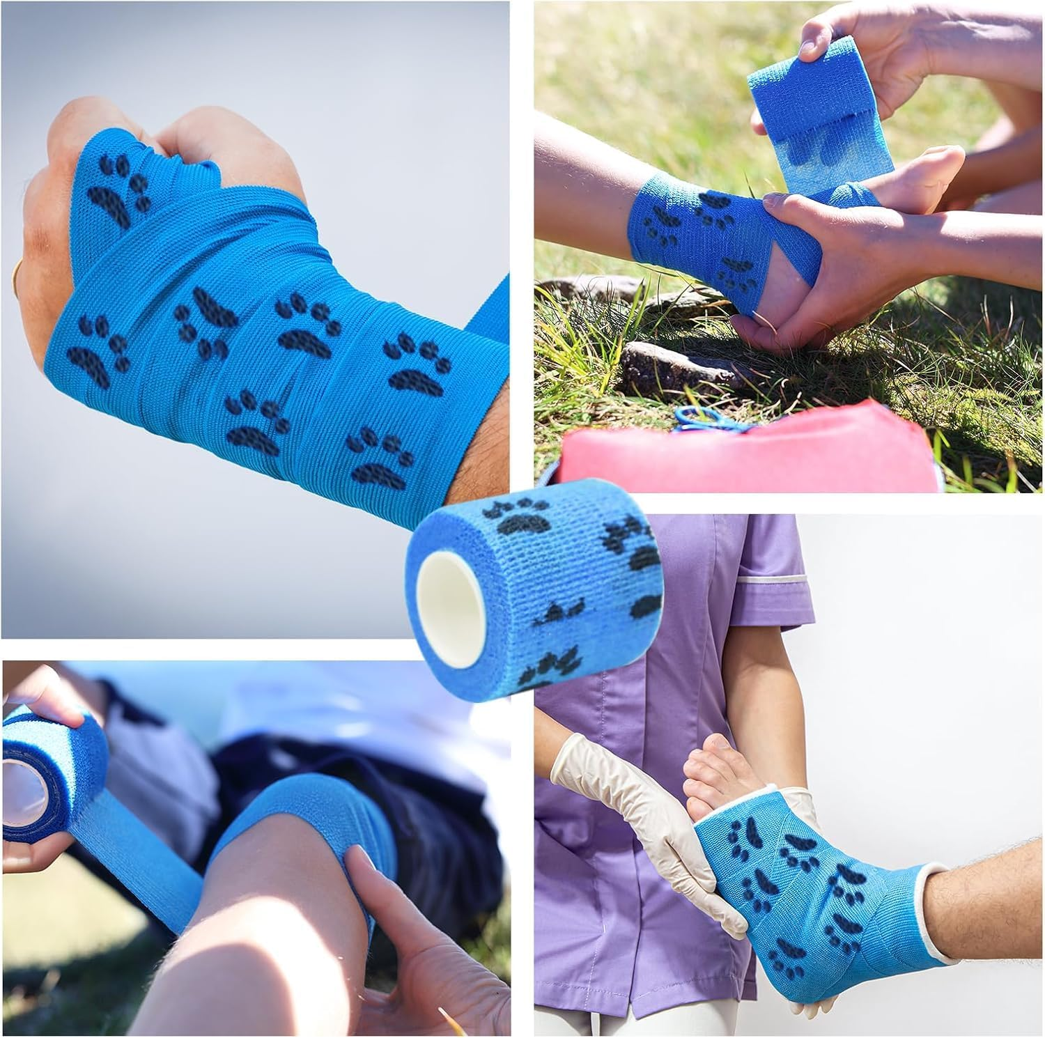 Self-Adhesive Bandage Dog Vet Wrap, 6 Roll Pet Vet Wrap Cohesive Bandages,Dogs Elastic Bandage Wrap Tape for Wrist Ankle Sprains, 5Cm X 4.5M image number 1