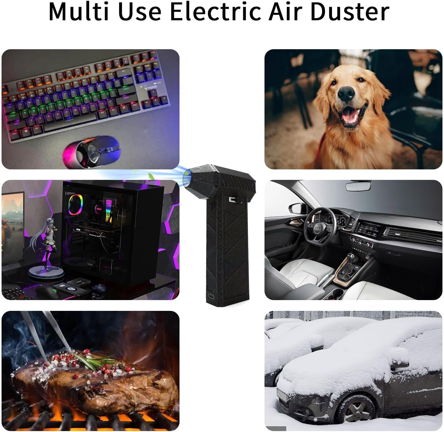 QUMOX Powerful Electric Air Duster - High-Speed 170000RPM, Adjustable Air Flow Levels, Replace Compressed Air Can Rechargeable Air Blower for Cleaning Computer Keyboards, Outdoor Use, Cars, and Home image number 6