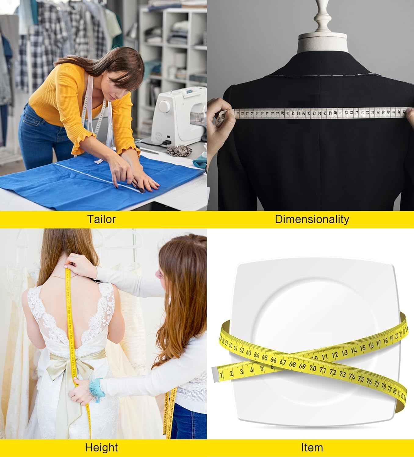 YBVABE 300Cm Measuring Tape for Body, 2PCS Double Scale Soft Tape Measure Body Sewing Flexible for Weight Loss Medical Body Measurement Sewing Tailor Craft Vinyl, Has Inches Scale on Reverse Side image number 5