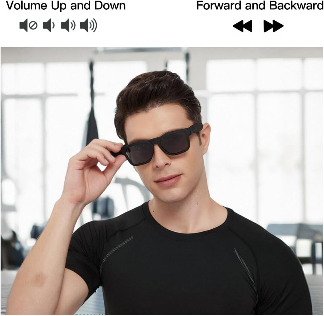 Oho Smart Glasses,Polarized Sunglasses with Bluetooth Speaker,Athletic/Outdoor UV Protection and Voice Control,Unisex(Grey Lens) image number 3