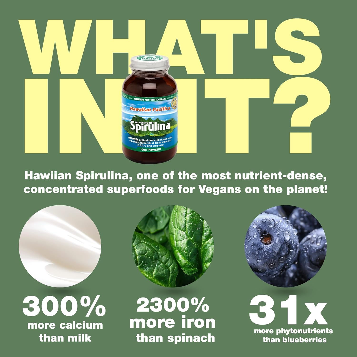 Green Nutritionals Hawaiian Pacifica Spirulina 200 Tablets - Vegan Friendly image number 2