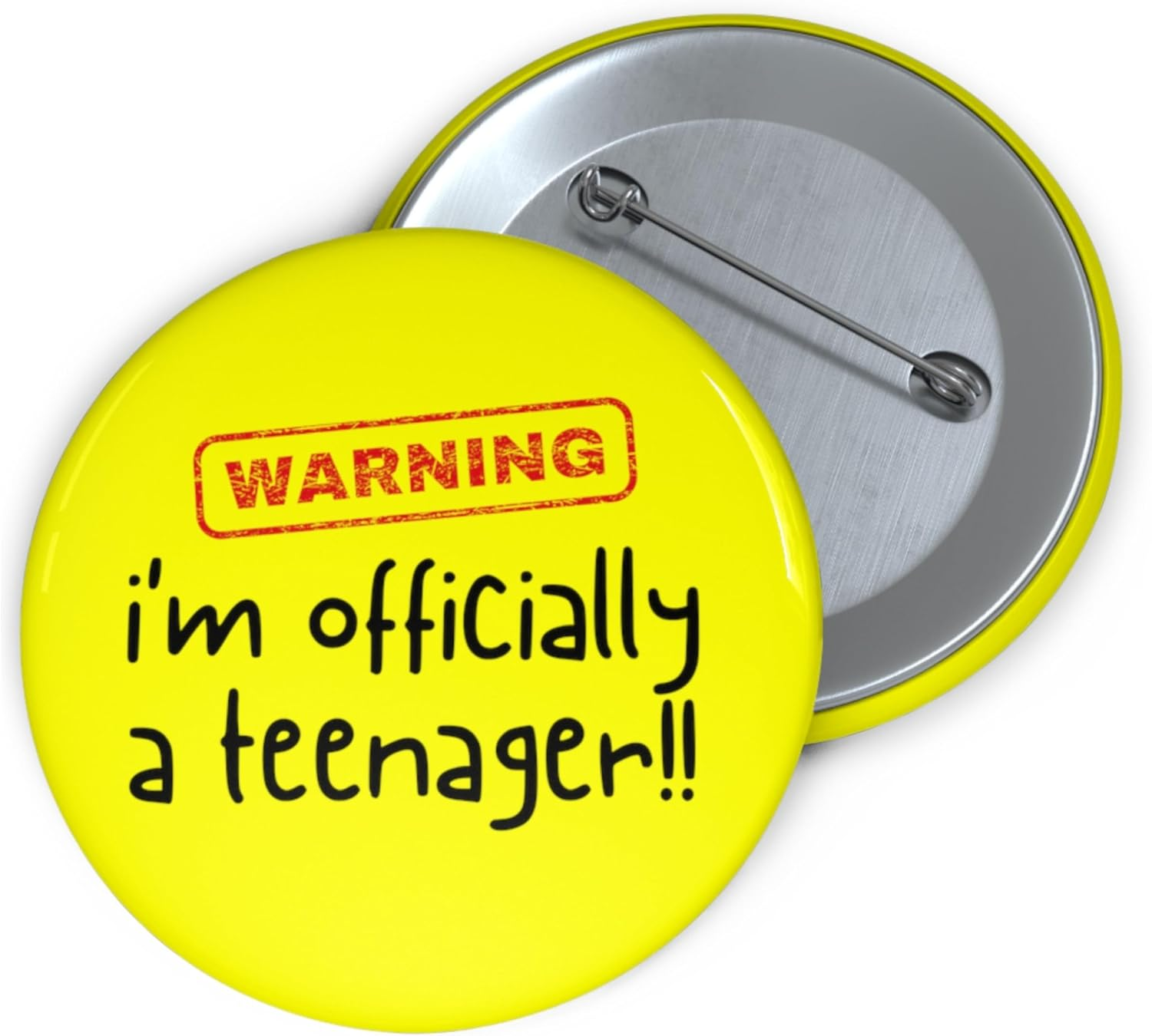 13Th Birthday Badge Funny - 13Th Birthday Gifts for Girls Boys - Officially a Teenager - Son Daughter Grandson Granddaughter Decorations 59Mm, Plastic