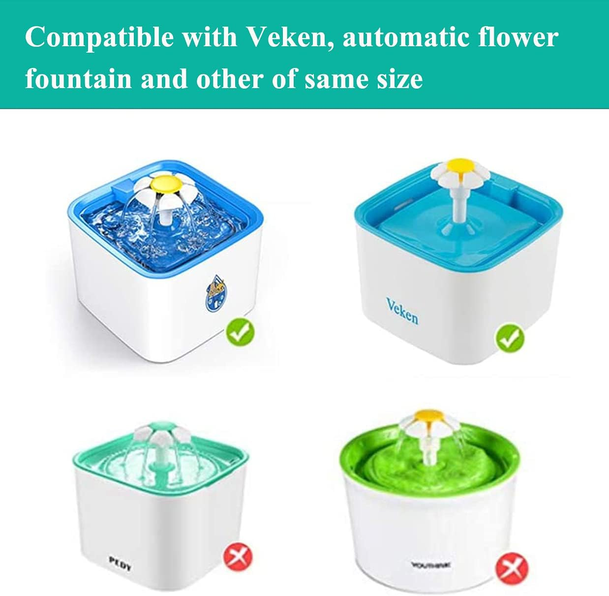 12 Packs Cat Water Fountain Filters, Hantoc Replacement Pet Water Fountain Filters 2.4L for Flower Fountains Replacement Filters with Resin and Active Carbon for Drinking Fountains for Cats and Dogs image number 3