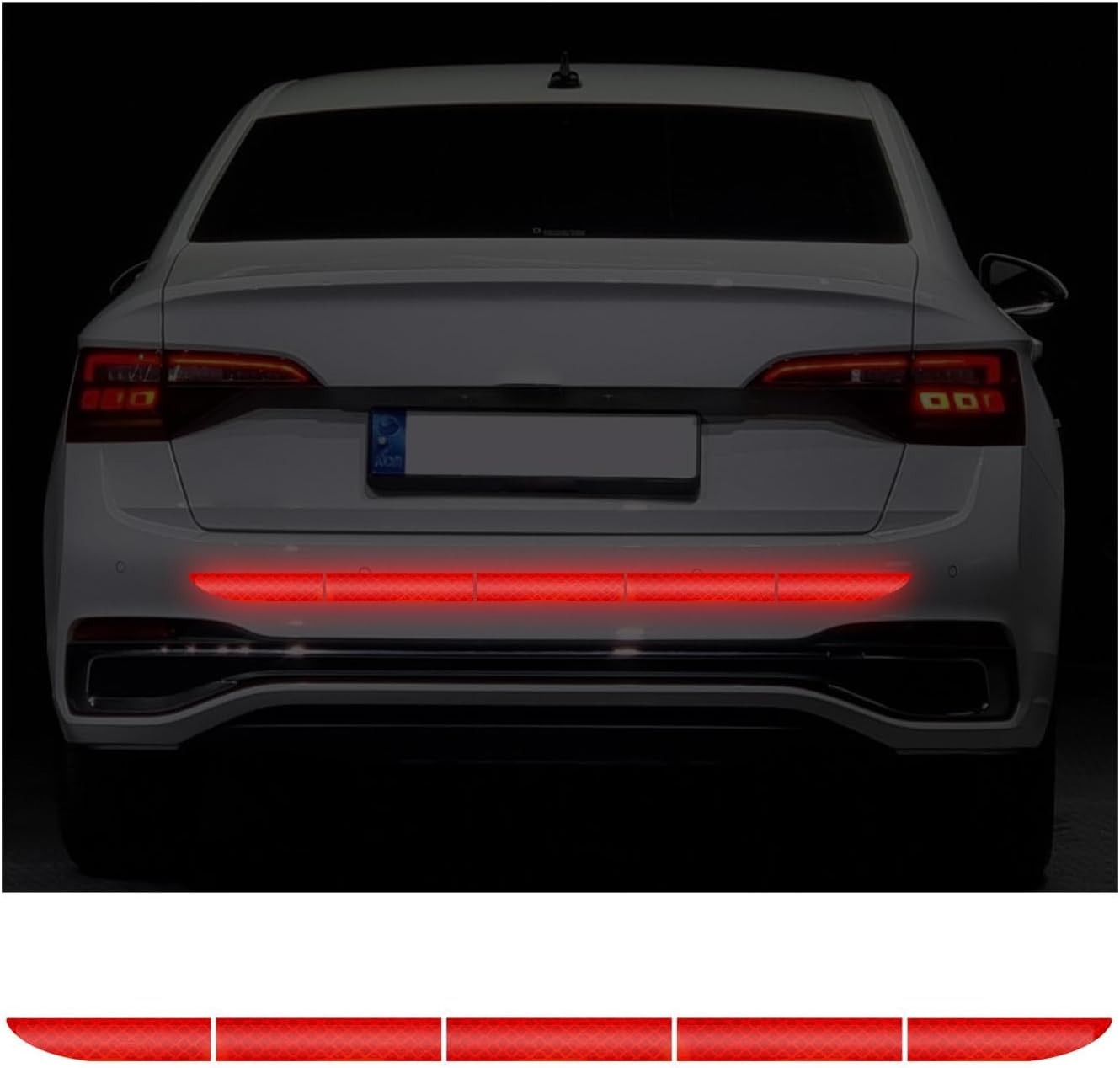 Car Trunk Reflective Sticker, Night Visibility Auto Rear Bumper Reflective Strips, Waterproof Adhesive Stickers for Safe Driving, Vehicle Exterior Decor Accessories (Blue)