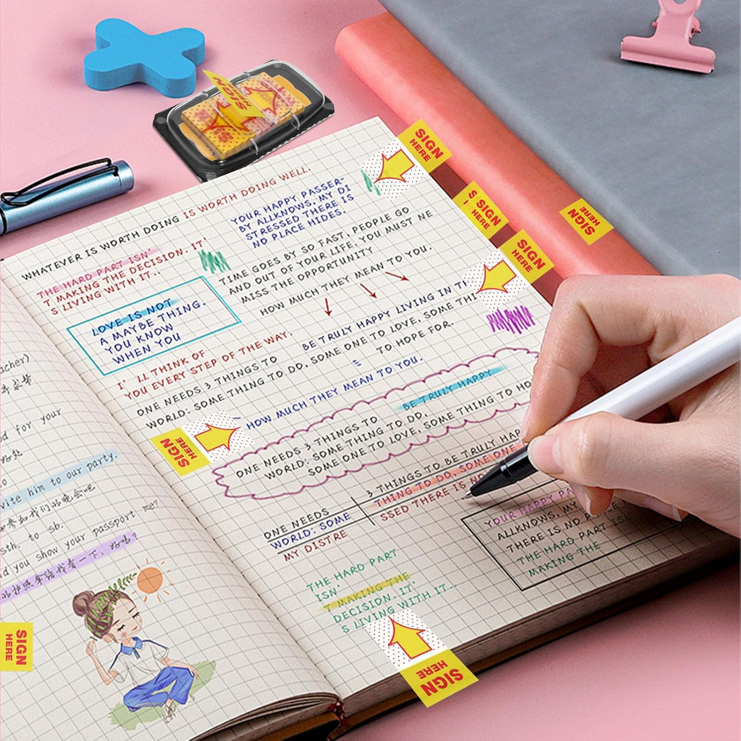 300Pcs Sign Here Tabs Stickers Sign Here Post Its Flags Tabs Flags Arrow Sticky Notes Page Markers Tabs Notary Supplies for Office School Notebook Note Book Notarization (300) image number 3