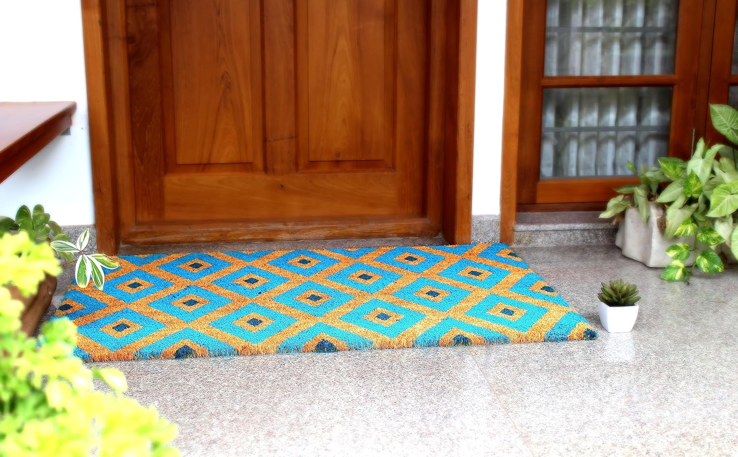 PVC Backed Coir Doormat for Indoor and Outdoor Use with PVC Backing Kimberley Blue (75X120 Cm) image number 3