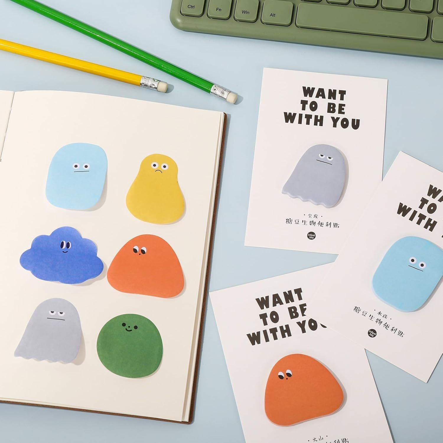 6 Packs180Pcs Cute Sticky Notes Cartoon Self Adhesive Memo Pads Memo Page Markers Self-Stick Markers Flags Writable Index Tabs Message Reminders image number 1