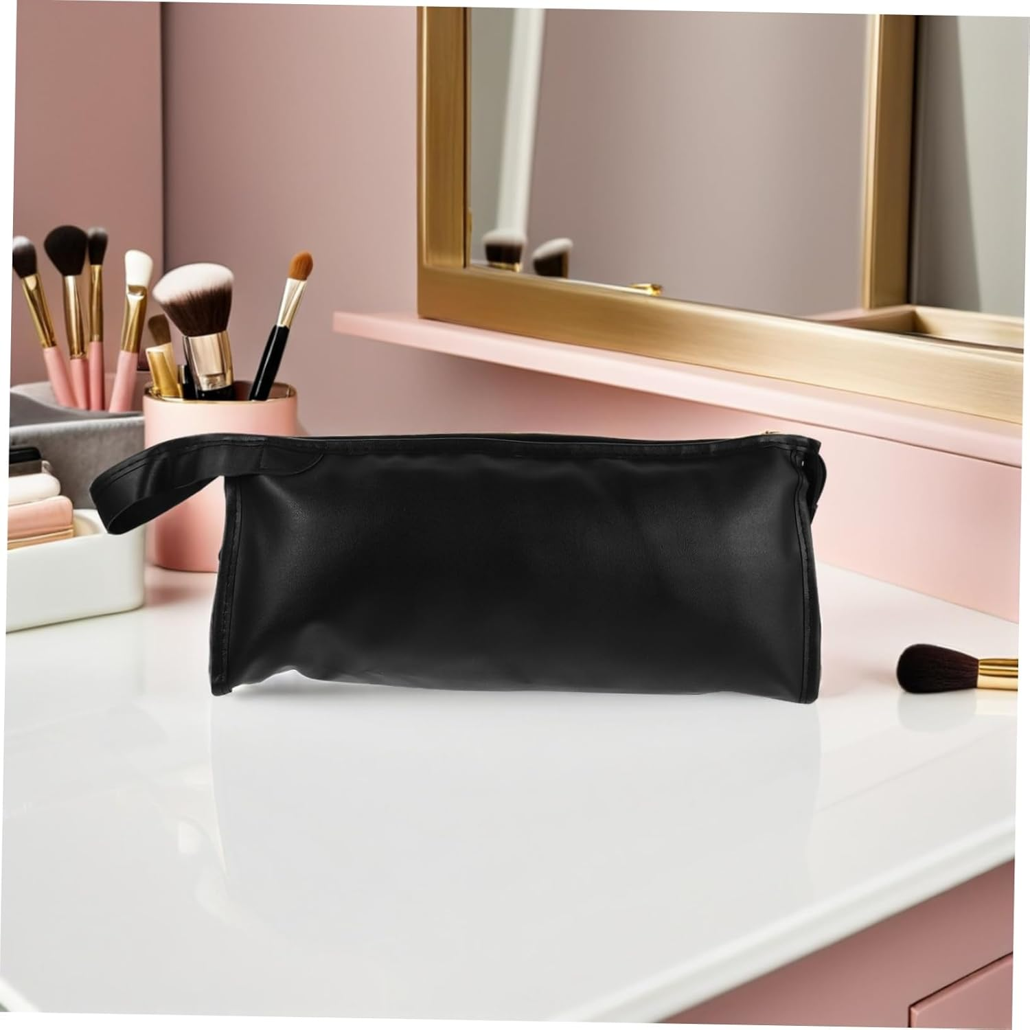 Portable Hair Dryer Storage Bag with Padded Interior PU Material Lightweight Travel Carrying Case for Hair Dryer Curling Iron Styling Tool Organizer with Multiple Compartments For image number 6