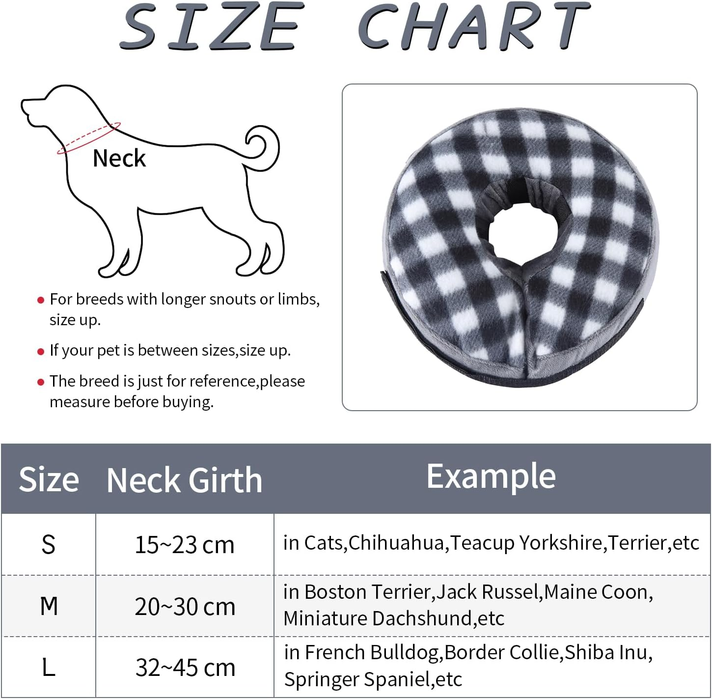 NACOCO Inflatable Dog Collar Recovery - Soft Protective Cat Cone for Pets to Prevent from Touching Stitches after Surgery Adjustable (Small, Grey) image number 3