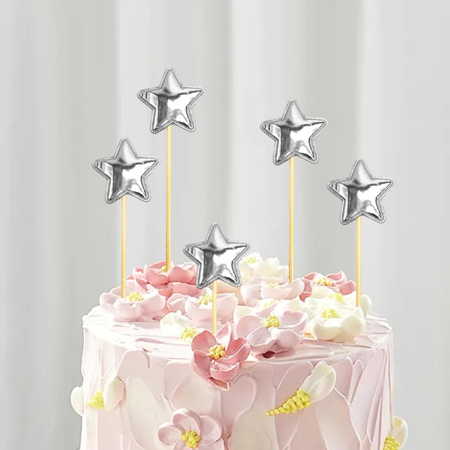 Glitter Star Cake Toppers - 5X Birthday Cake Toppers for Boys - Food-Grade Glitter Decorative Cupcake Picks for Children Birthday Cake Decor image number 4