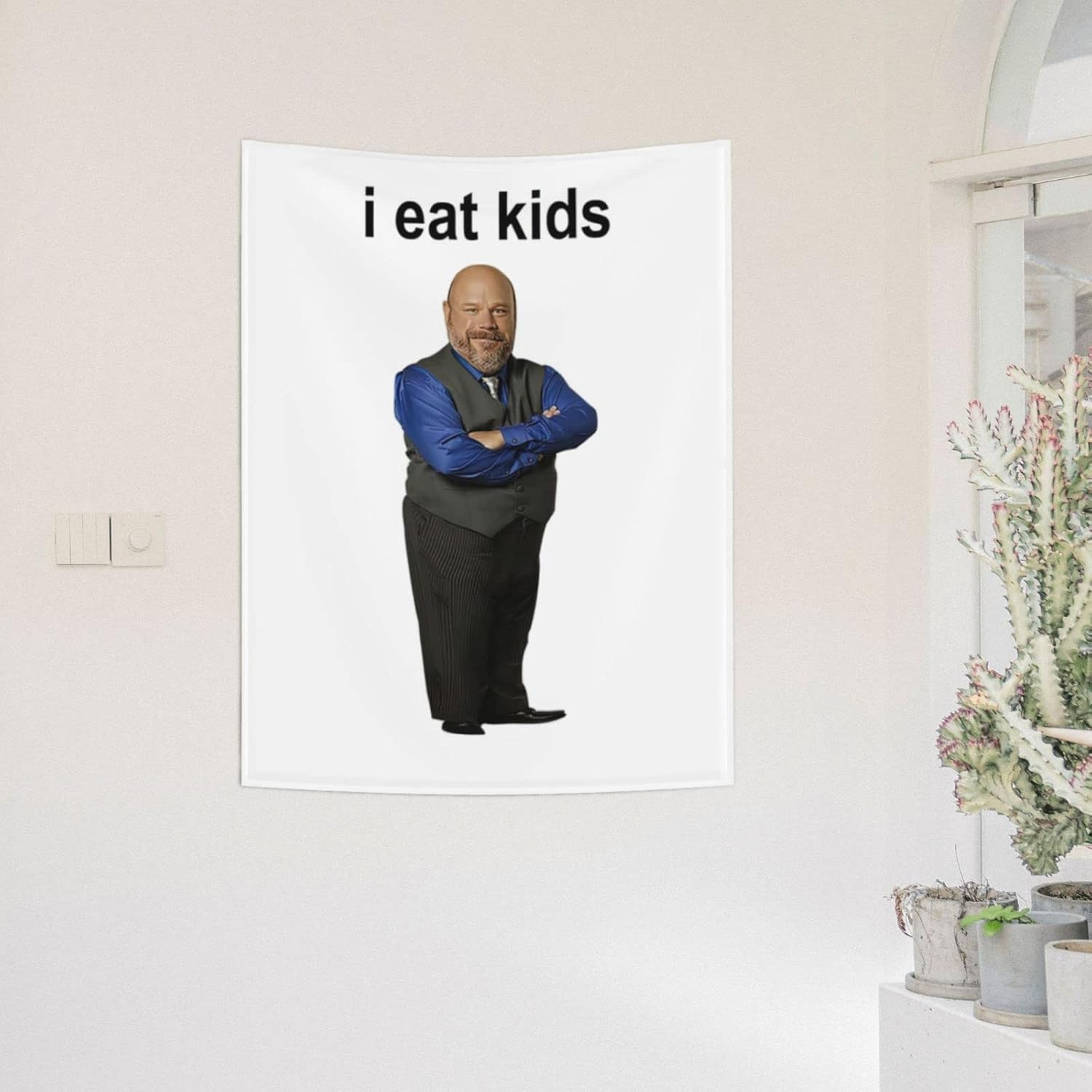 I Eat Kids Bertram Tapestry Aesthetic Tapestrys 38X29In Funny Meme Tapestries Wall Hanging Art Poster for Bedroom Living Room image number 1