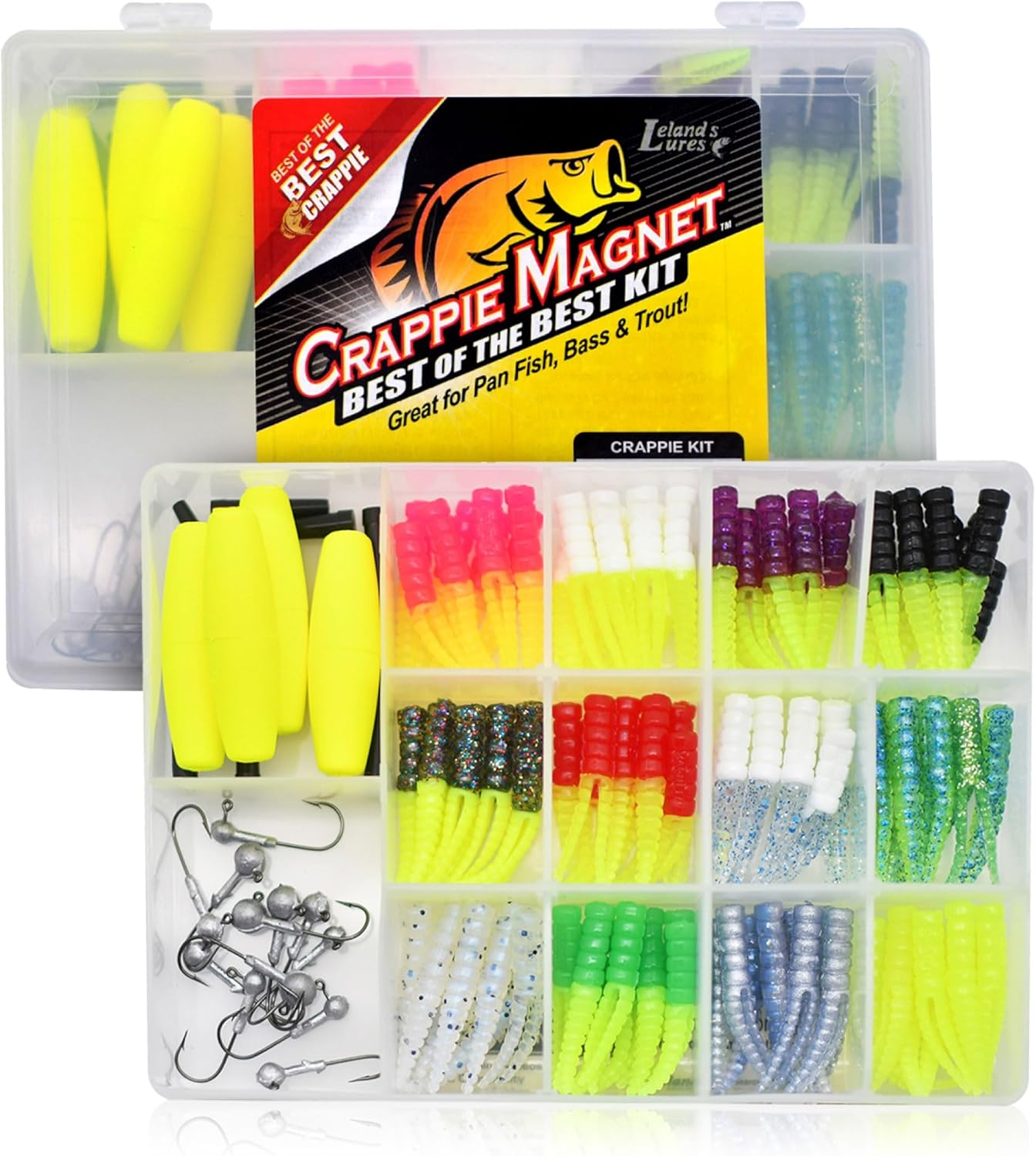 Crappie Magnet Best of the Best Kit - 96 Bodies, 15 Double Cross Jig Heads, 4 E-Z Floats image number 2