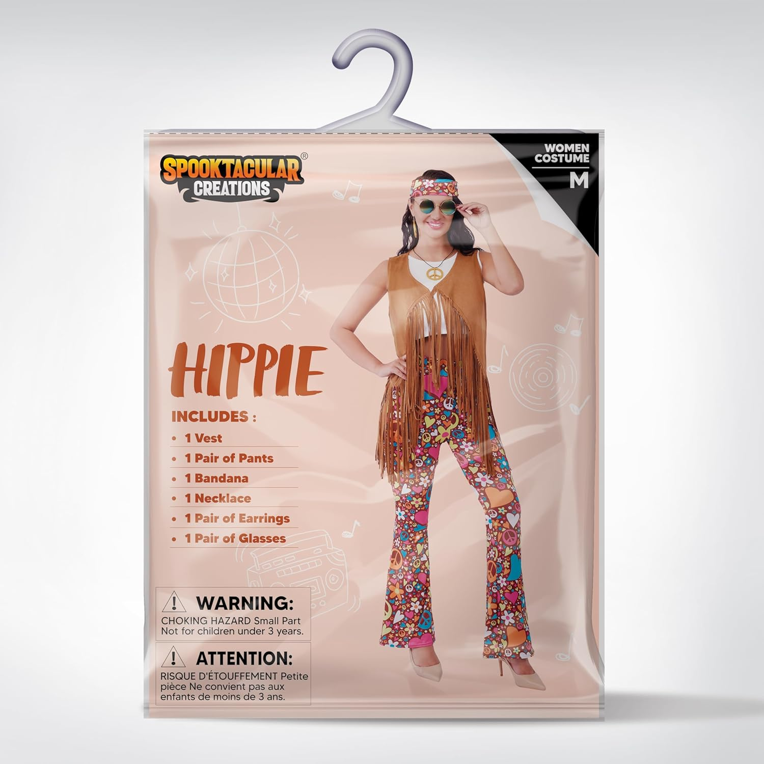 Spooktacular Creations Hippie Costume Women, Halloween 70S Outfits for Women, Adult Hippie Accessories for 70S Costumes