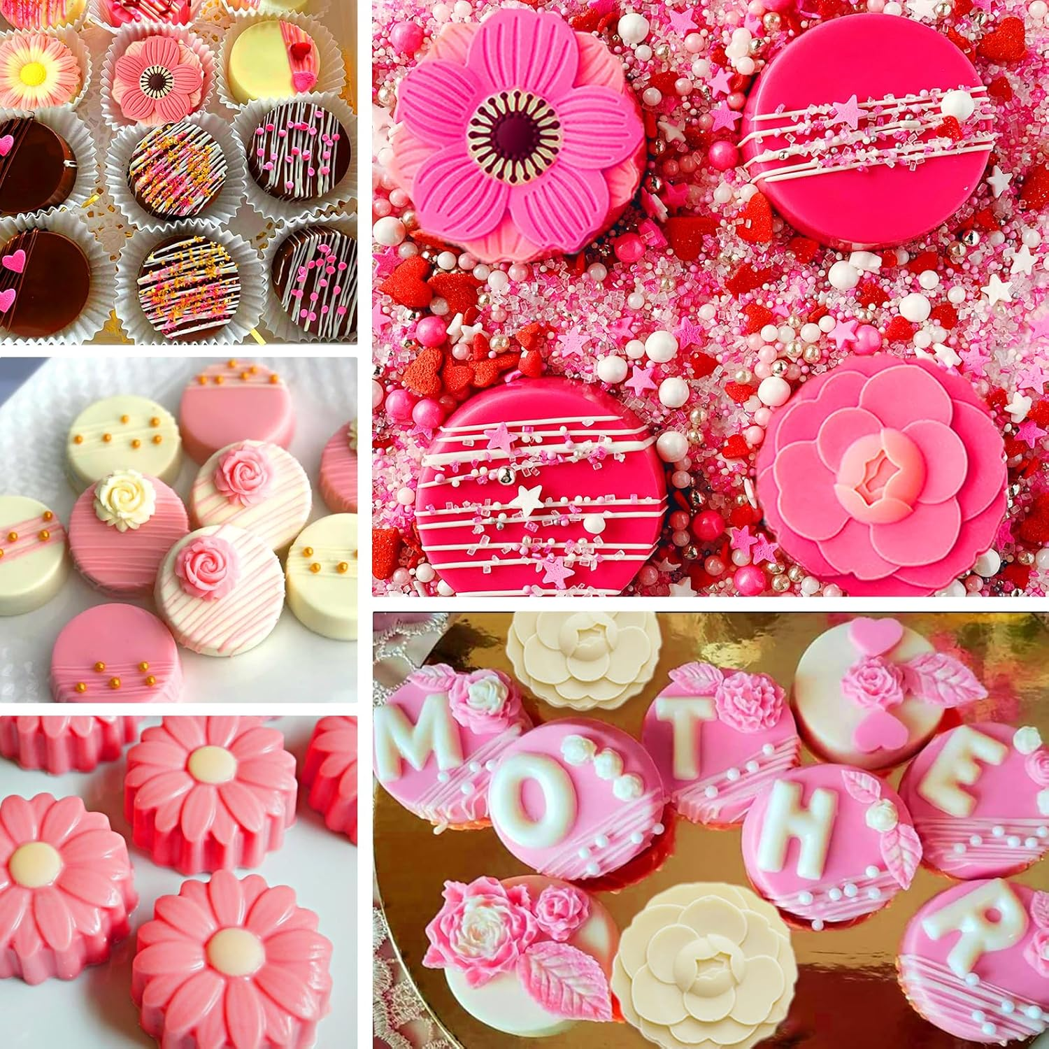 BABORUI 12 Cavities Chocolate Mold - Deep, round Flower Silicone Mold for Knafeh, Pistachio Chocolate, Covered Cookie, Cake Pucks, Candy Bars image number 5