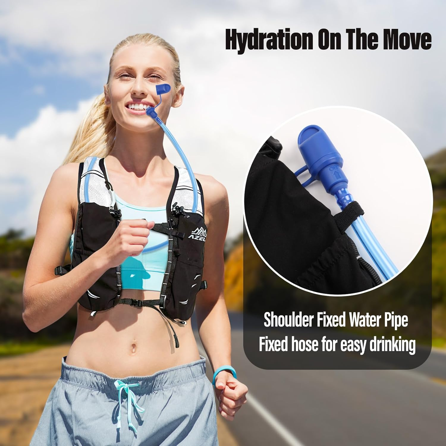 Running Vest Backpack, Lightweight Breathable Hydration Vest with Reflective Strips, Multi-Functional Adjustable Running Vests Womens Men for Outdoor Hiking Cycling image number 3