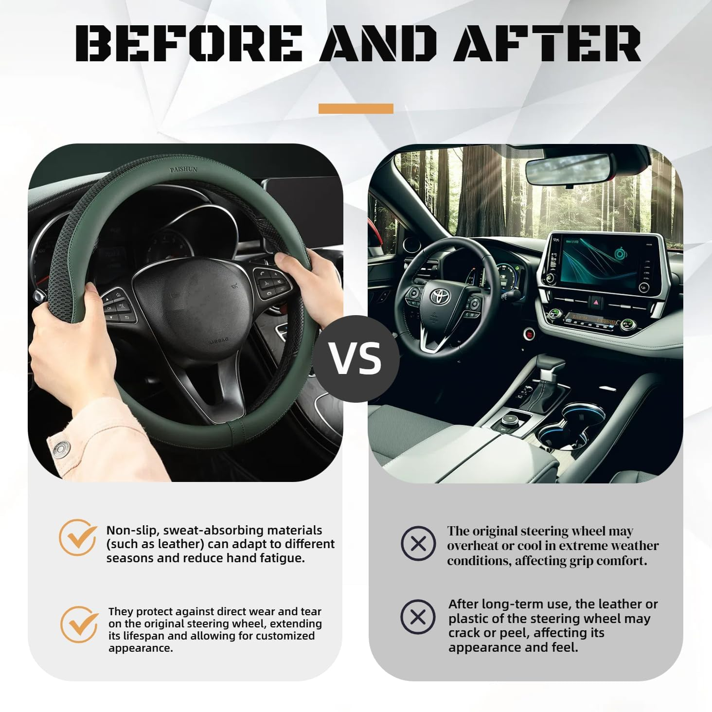 Car Steering Wheel Cover, Universal 15 Inch, Microfiber Leather, Breathable, Anti-Slip,Warm in Winter and Cool in Summer image number 2