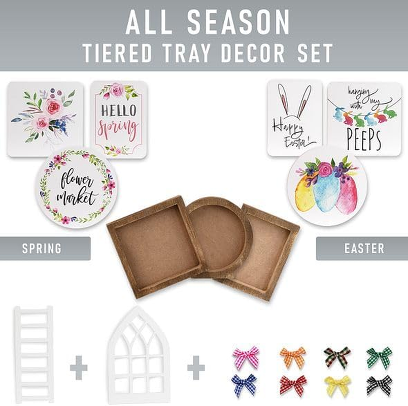 The Ultimate Farmhouse Tiered Tray Decor Set - Beautiful Year round Seasonal & Fall Holiday Decoration Bundle - the Perfect Lemon and Summer Centerpiece Design for Home & Kitchen Decor