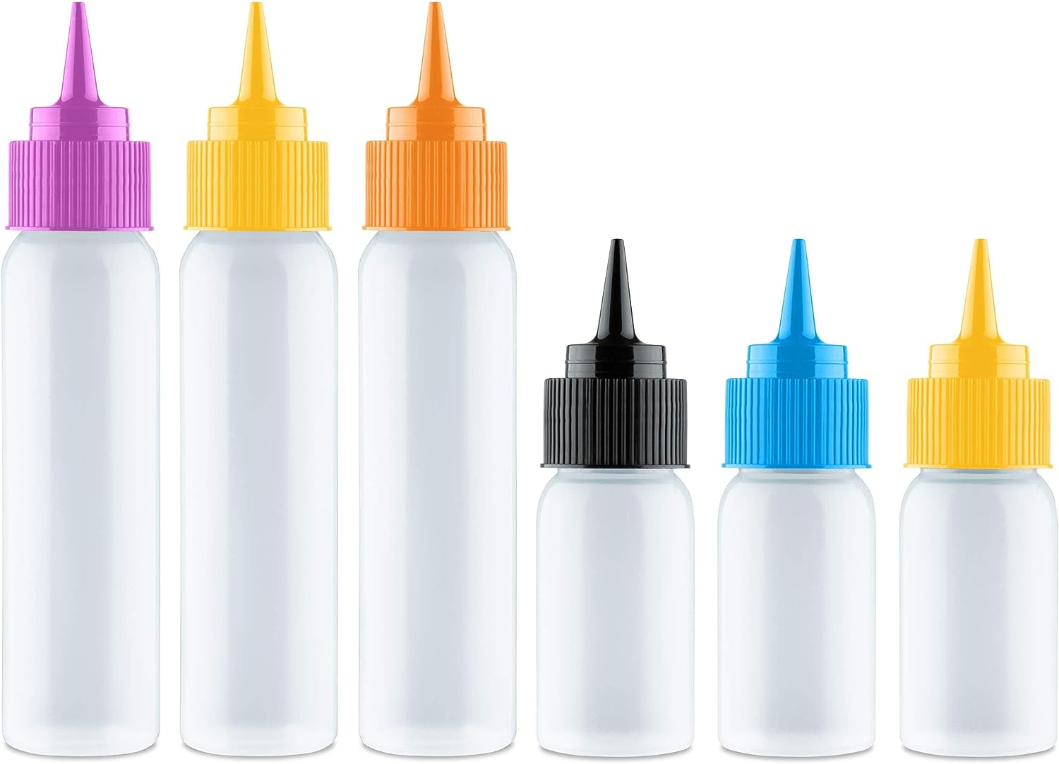 Writer Bottles - 6 Easy Squeeze Applicator Bottles - 3 Each (1 and 2 Ounce) - Cookie Cutters and Cake Decorating, Food Coloring and Royal Icing Supplies