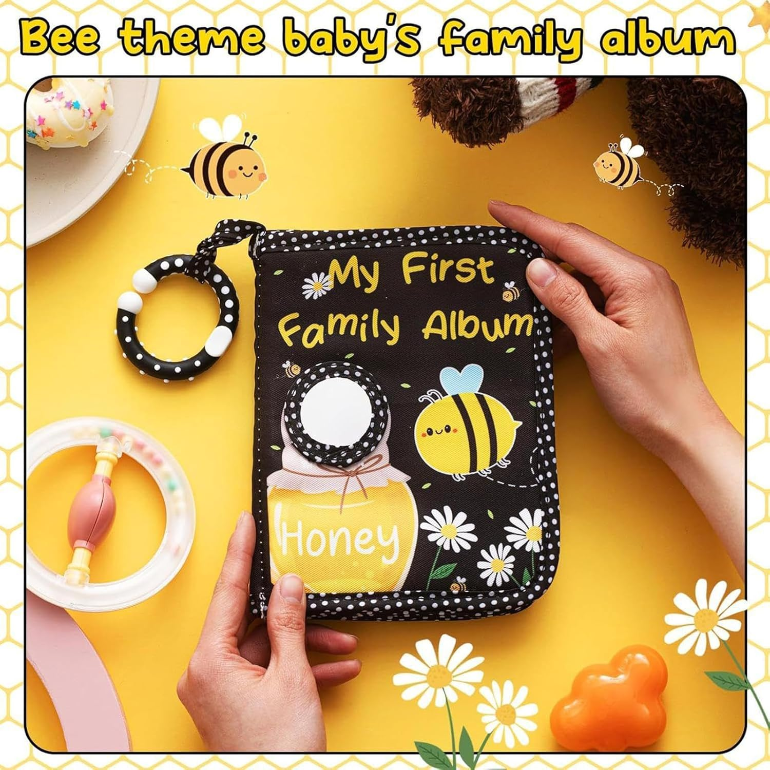 Baby Photo Albums,First Baby Album Photo Book - Hold 4X6 Pictures Soft Cloth Book with Safe Mirror, Mom Must Haves for Kids Toddler Family Memory Keepsake Wedding image number 2