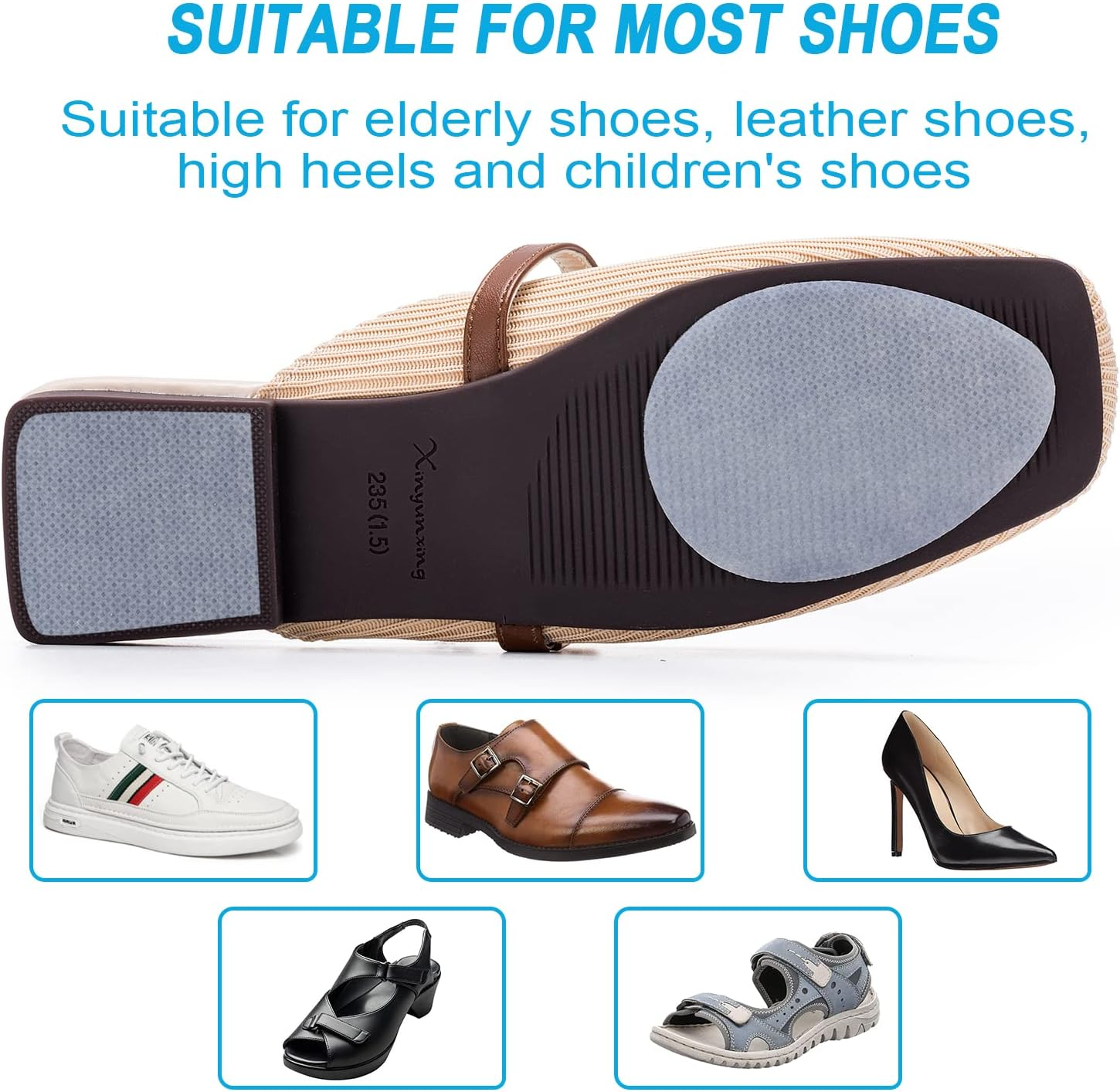 Non-Slip Shoe Pads, GADEBAO Self-Adhesive Anti-Slip Sole Sticker Protector, Premium Odorless Silicone Non Skid Shoe Grips for High Heels, Clear - 8 Pcs, 2.5'' * 3.5'' * 0.04'' image number 5