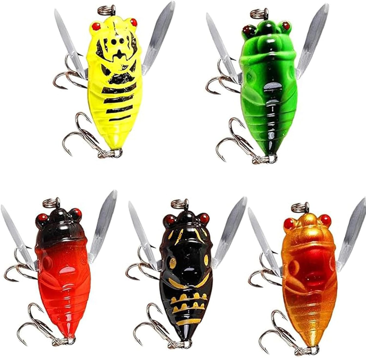 Cicada Fishing Lure, Lifelike 3D Holographic Eyes Freshwater Bait,5Pcs Artificial Bass Accessories for Fish Lures, Fishing Accessories image number 2