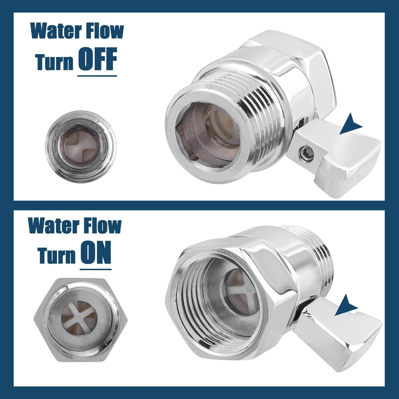 2 Pcs Shower Head Flow Control Valve Shut-Off Valve Water Flow Control Valve G1/2 Brass Pressure Reducer Water Volume Adjust Valves for Handheld Shower