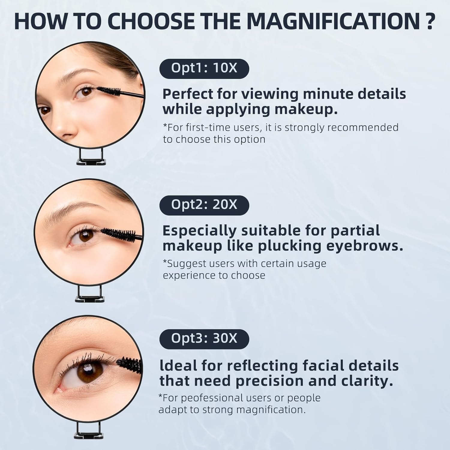 30X Magnifying Mirror - 6 Inch Large Makeup Mirror with 30X Magnification, Compact round Travel Mirror with Handle and 3 Suction Cups, 360&deg; Adjustable Stand image number 6