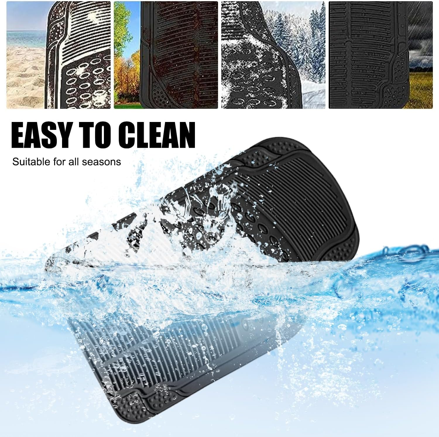 Car Floor Mats, 3-Piece All-Weather Protection Heavy Duty Rubber Floor Mats for Cars, Suvs, and Trucks, Universal Floor Liner Car Accessories, All Weather Protection Universal Fit image number 4