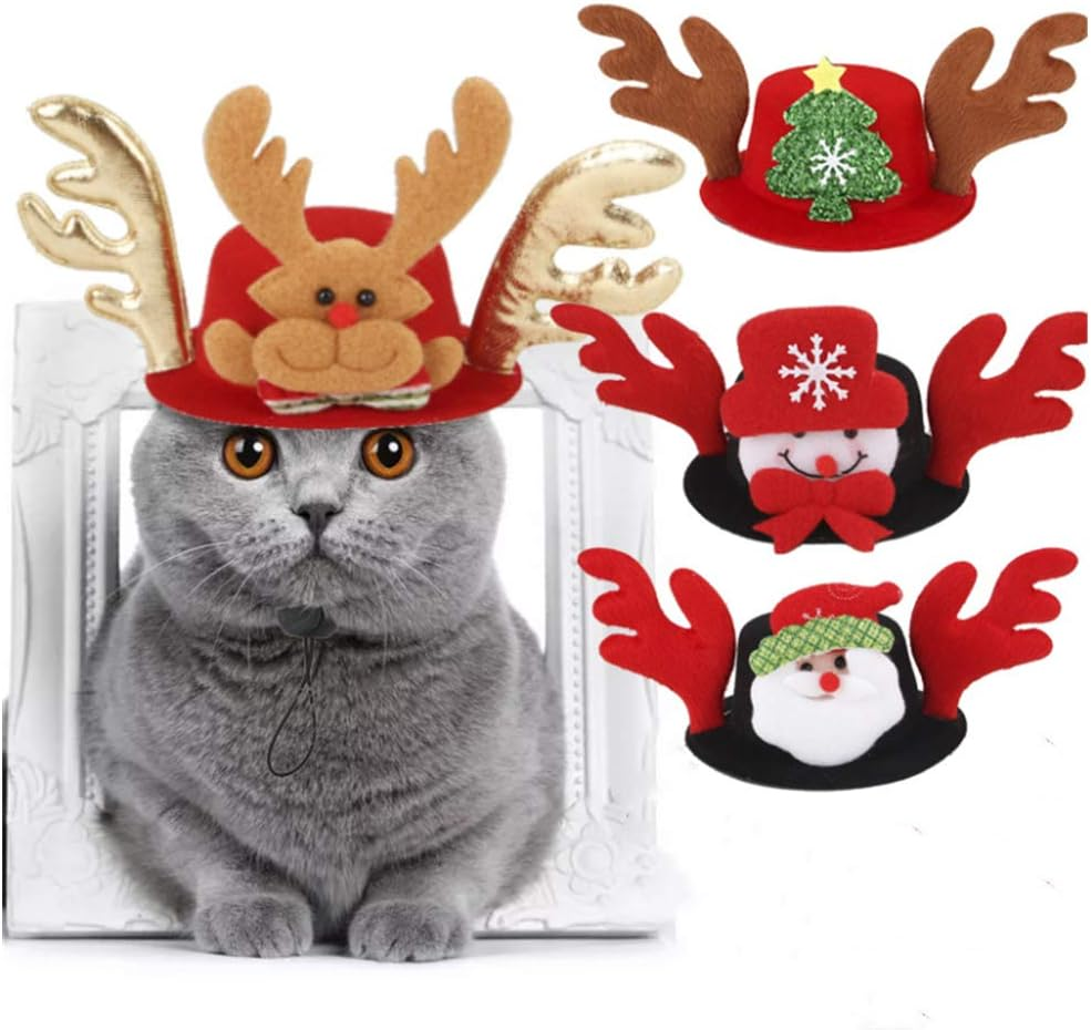 Dog Cat Christmas Outfit Pet Christmas Santa Scarf Antlers Tree Snowman Hat Adjustable Collar Pet Birthday Party Bandana Supplies Cute Christmas Costume for Dog Cat Puppy Gift Santa image number 2