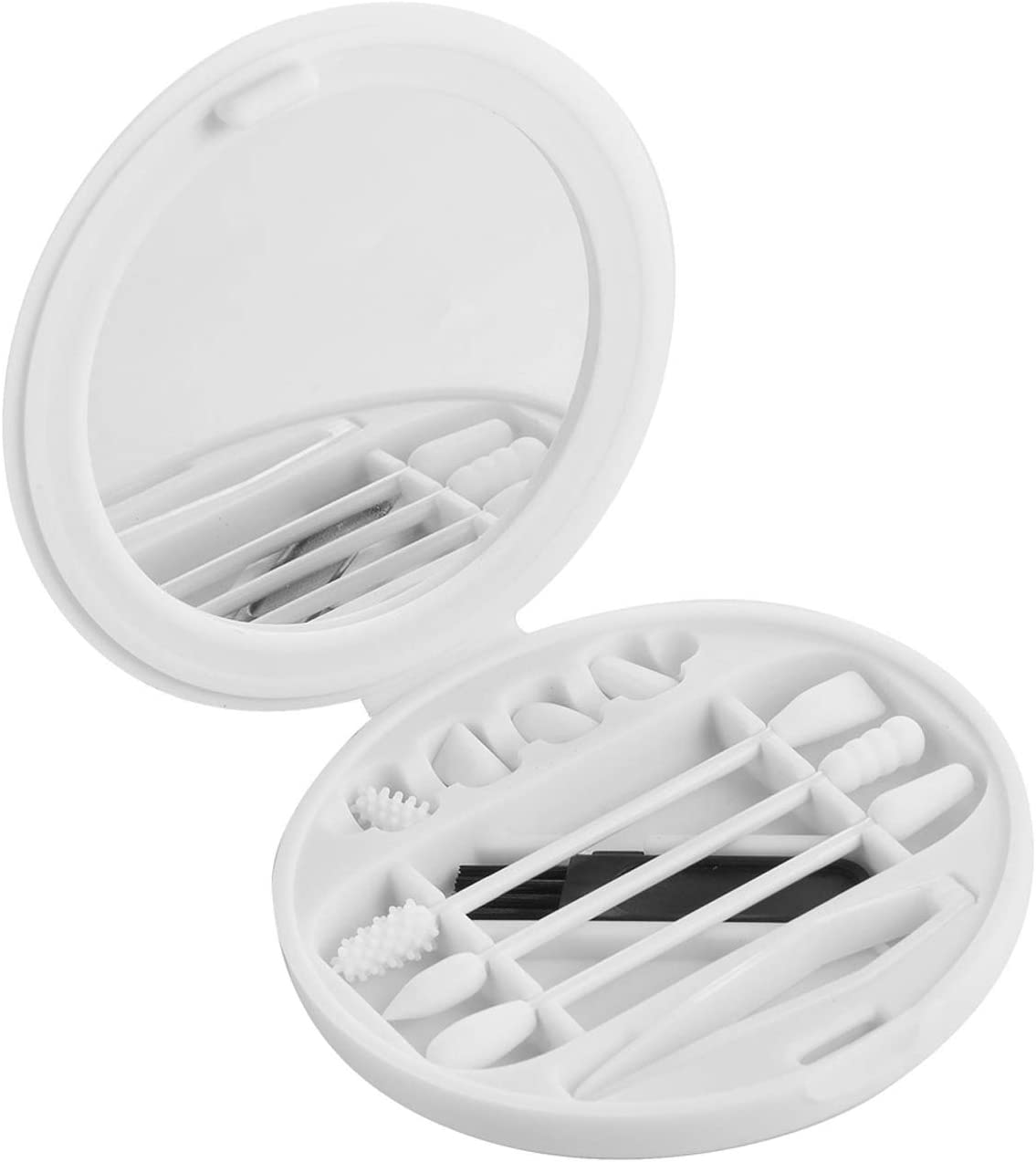 Strogem Reusable Cotton Swabs with 1 Mirror for Makeup Application and Cleaning, Multifunctional Portable Washable Silicone Q-Tip (Gray)