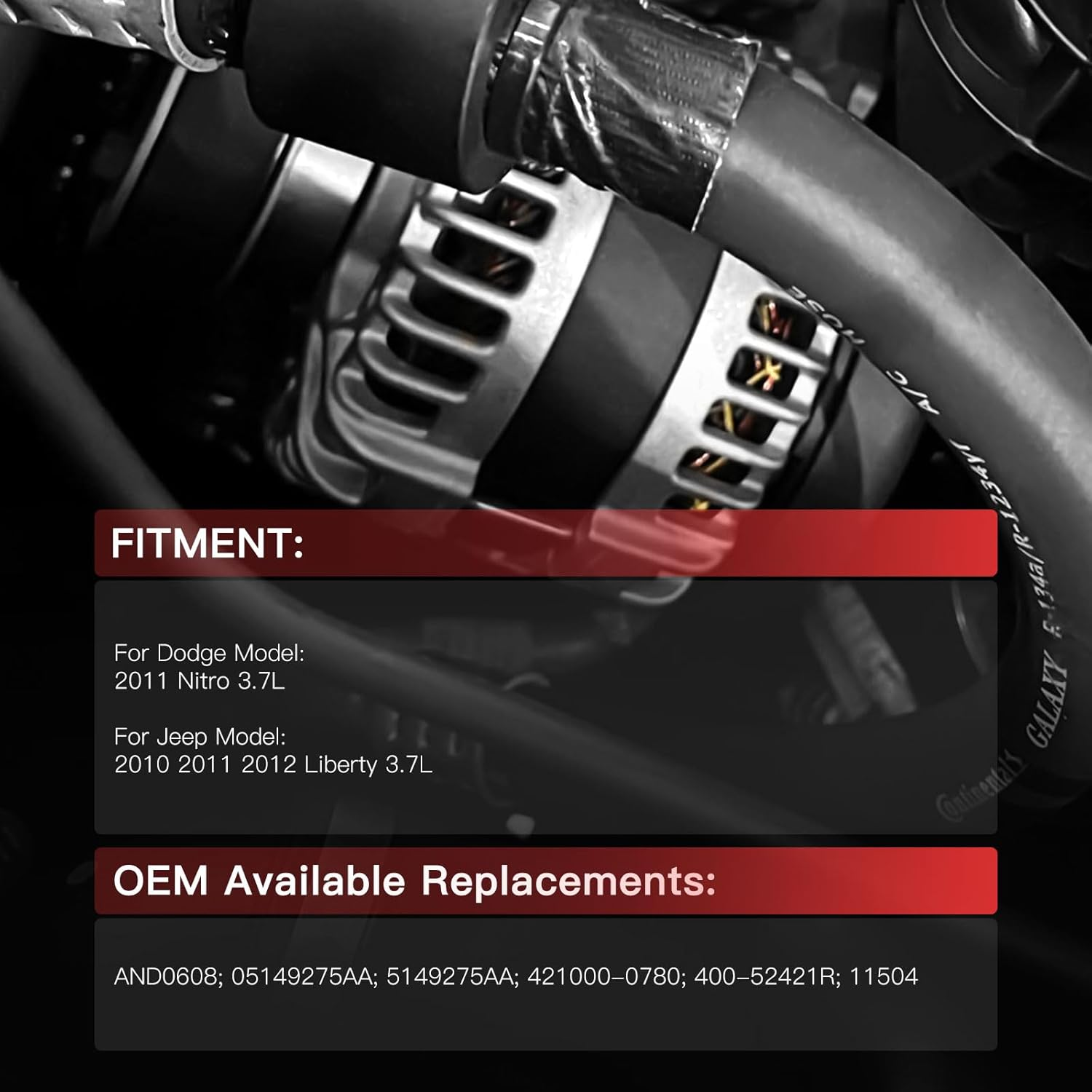 New 160Amp V6 3.7L Alternator Fit 2010 2011 2012 for Jeep Liberty Alternator Replacement 2010 2011 for Dodge Nitro Alternator Compatible OEM Alternator Replacement# 11504 421000-0780 11240 image number 6