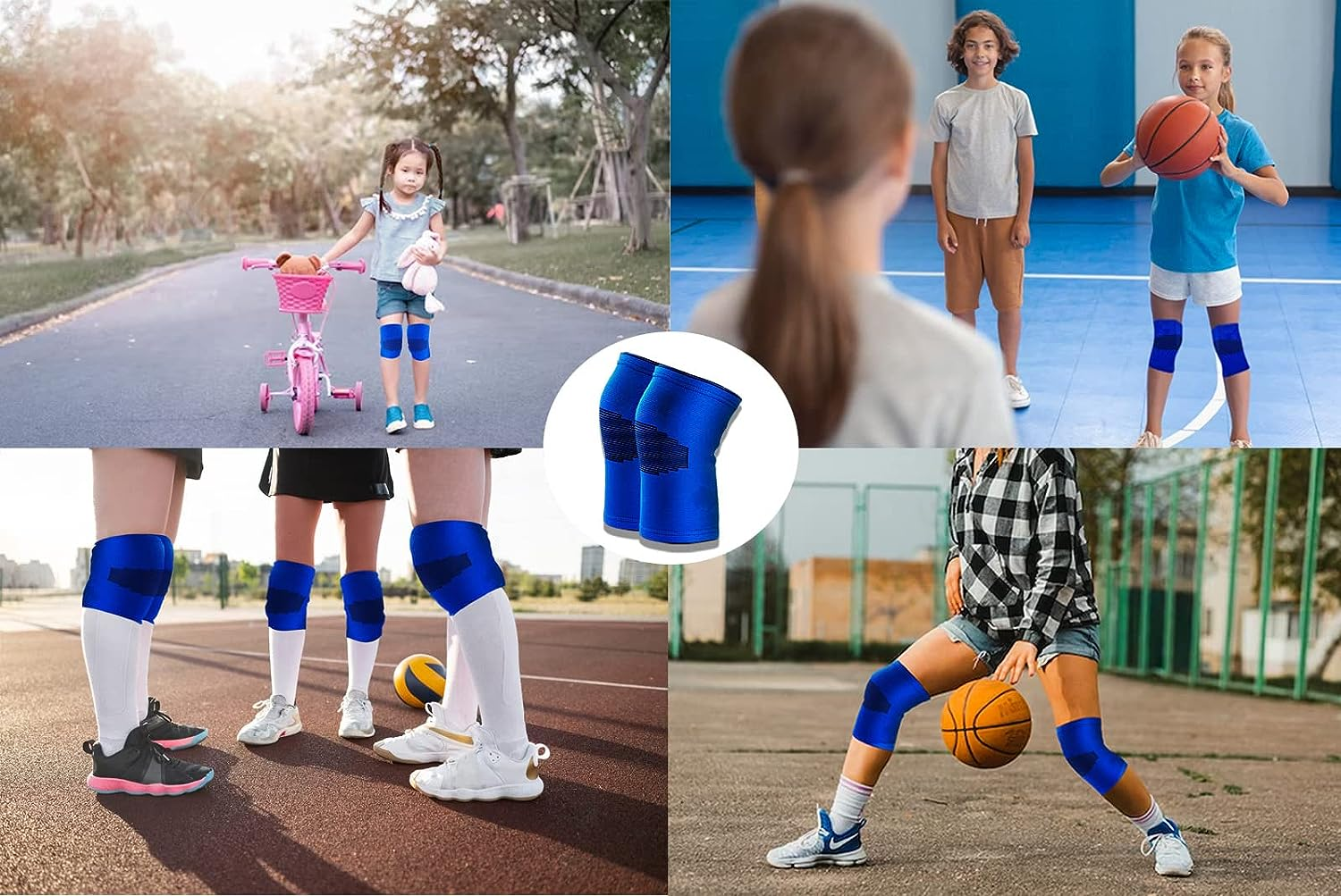 2Pcs Kids Knee Sleeve,Knee Brace Children,Fully Wrapped Non-Slip Elastic Basketball Knee Pad,Knitting Compression Knee Sleeves Children Knee Protector Cover for Volleyball Running Football Cycling image number 1