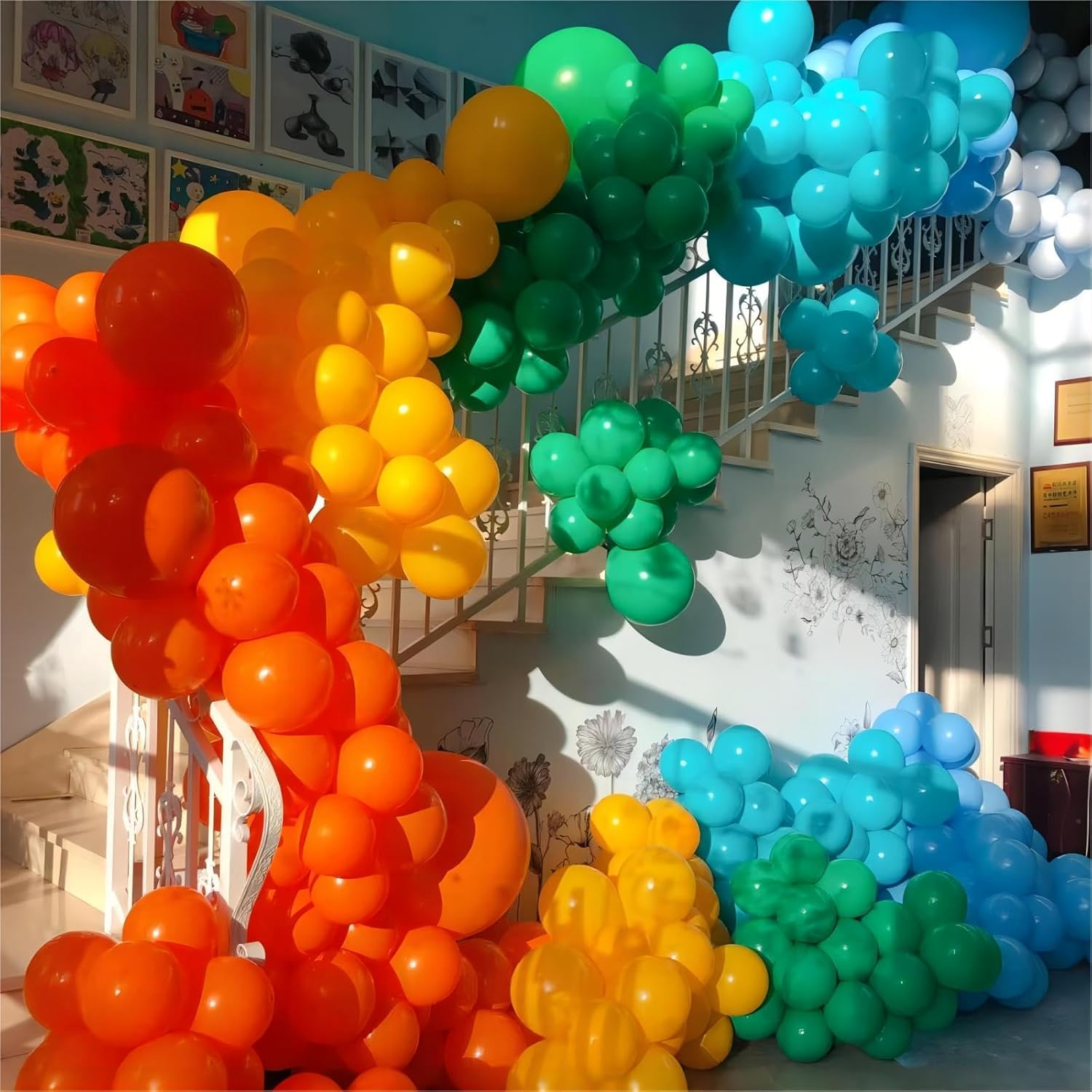 100Pcs Multi Color Balloons, 12 Inch Colored Latex Party Balloons Helium Quality for Gender Reveal, Birthday Party, Baby Shower,Wedding,Christmas Party Decoration (With 2 Ribbons) - Blue image number 3