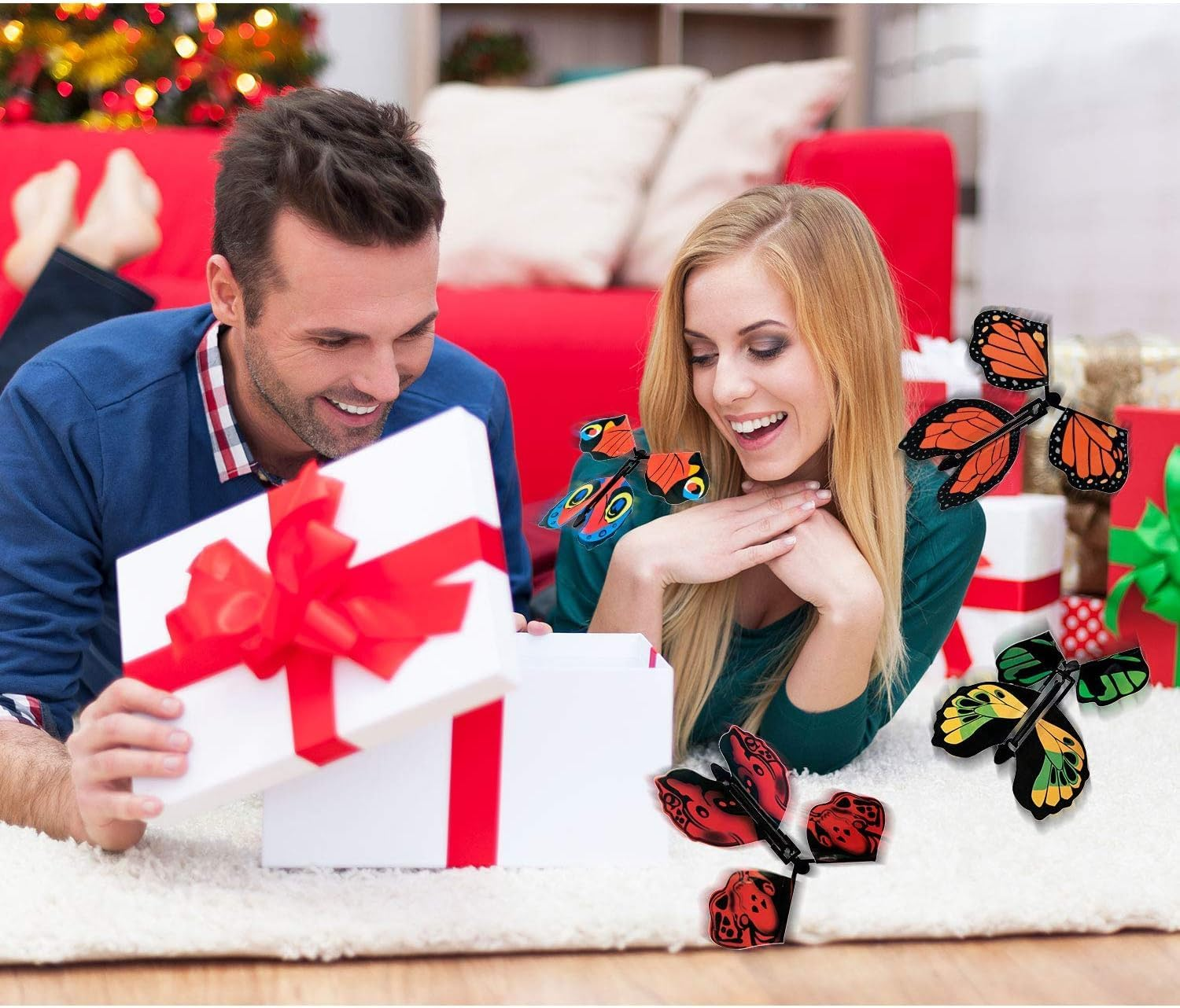 Magic Flying Butterfly Toy, Wind up Rubber Band Powered Flying Butterfly Surprise for Colorful Bookmark and Easter Egg Basket Stuffers - 6 Pcs image number 4