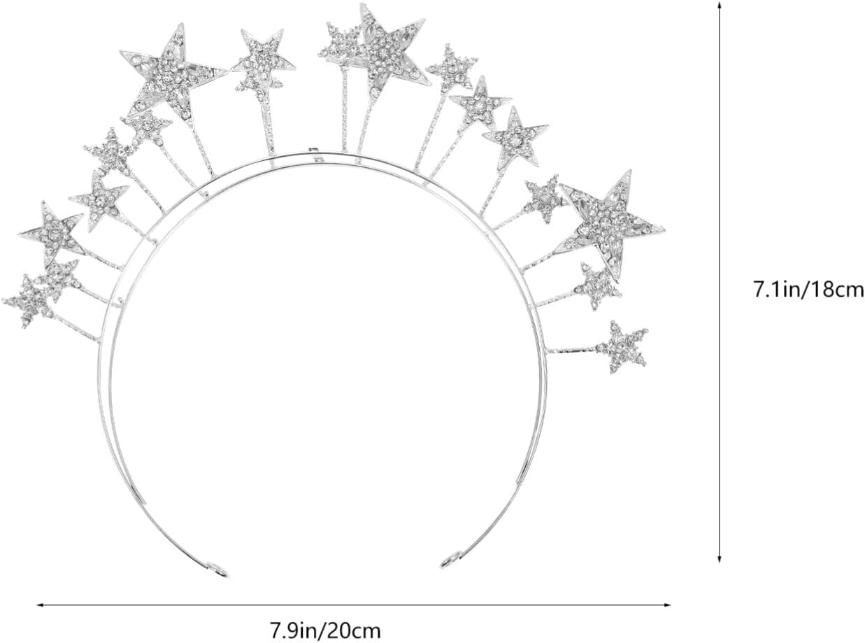 LALAFINA Star Headband Rhinestone Star Headpiece Shiny Bridesmaid Star Headwear Glitter Hair Accessories for Wedding Birthday Costume Party, Silver image number 6
