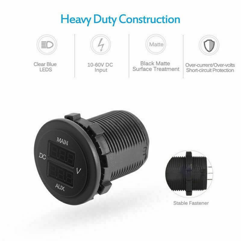 12/24V AUX LED Dual Voltmeter Voltage Gauge Battery Monitor Panel Car Boat RV image number 3