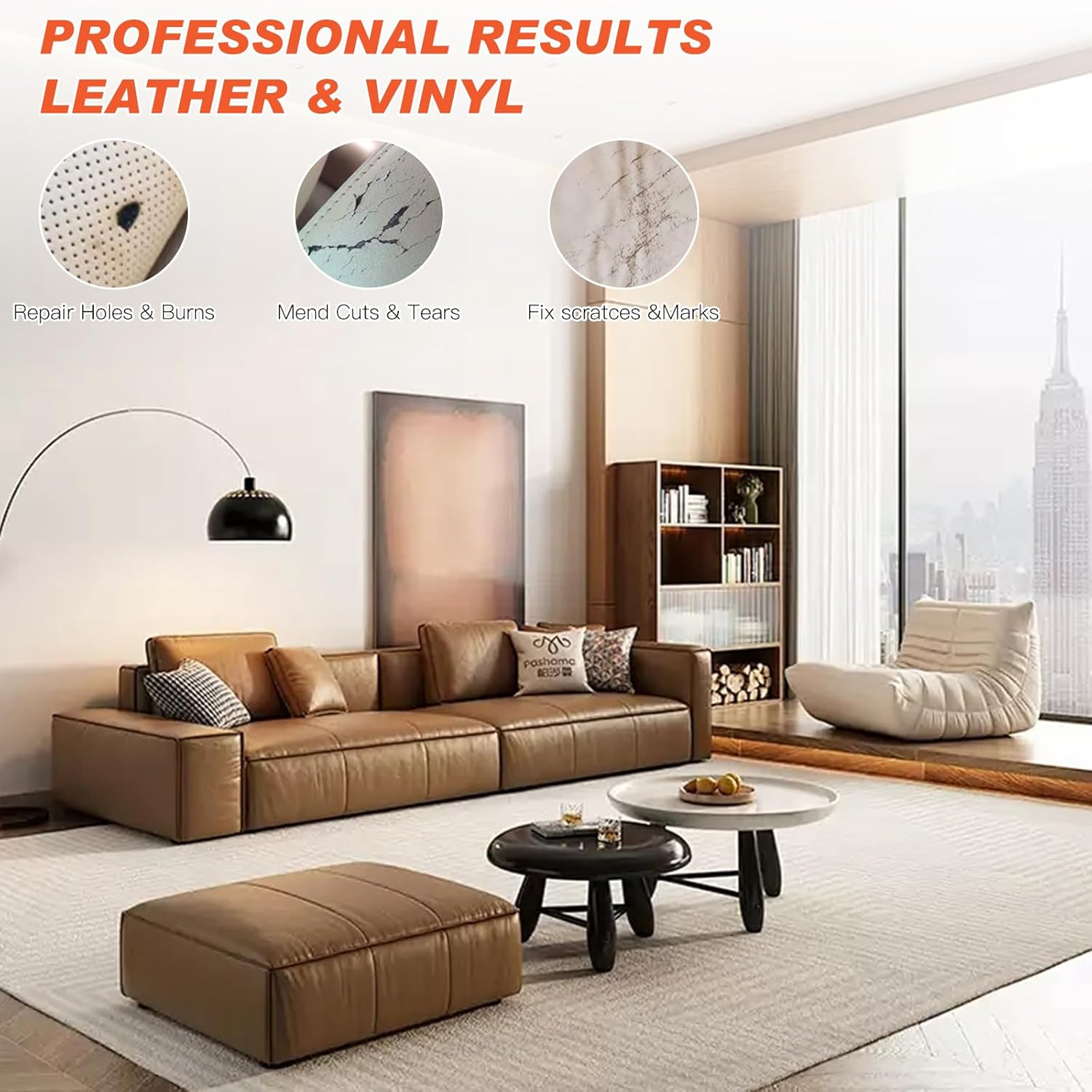 White Leather Repair Filler 3.38Oz Leather Repair Kit for Leather Restorer Scratch, Cracks, Scuffed（Only for Filling） image number 5