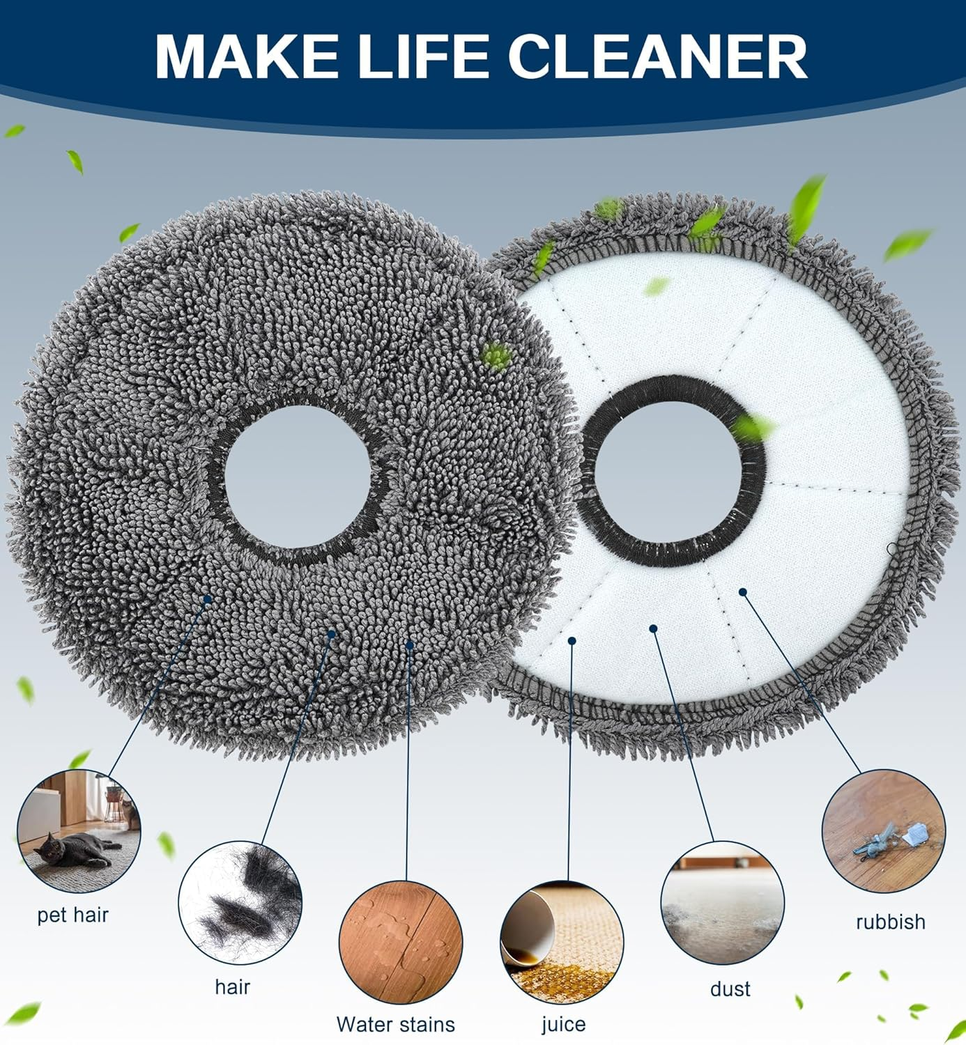 YBVABE Mop Pads Only for Dreame L10S Ultra Robot Vacuum Cleaner【Not for L10S Pro Ultra Heat / L10S Ultra Gen2 / X40 Ultra】&ndash; Replacement Microfiber Mopping Cloths, Washable Mop Cloth Pads Accessories image number 5