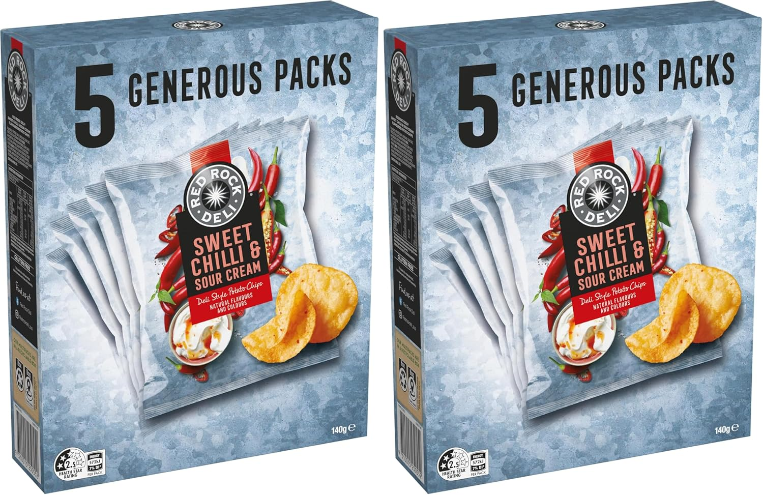 Red Rock Deli Potato Chips Lunchbox Multipack Sweet Chili & Sour Cream 5 Pack image number 5