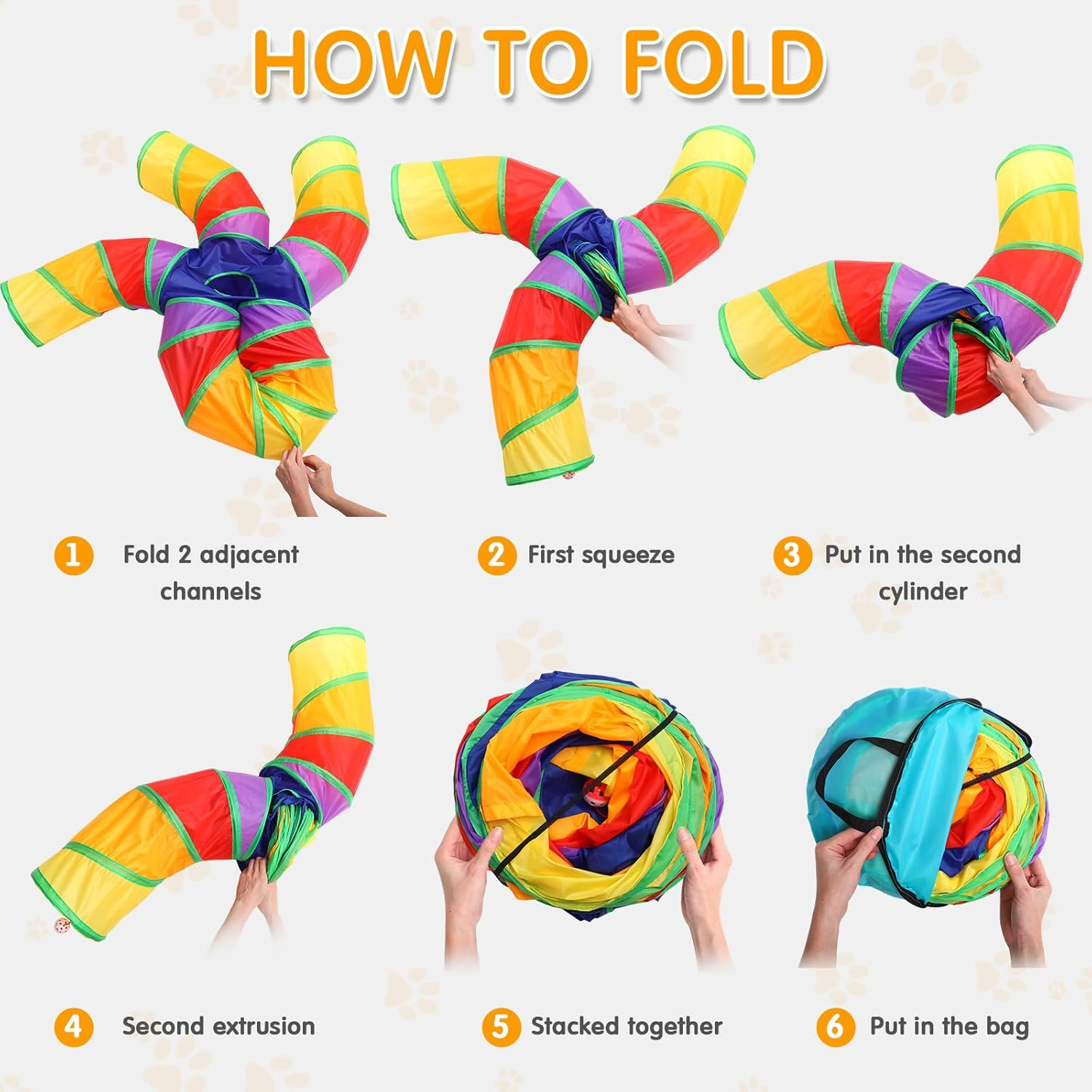 Poen 21 Pcs Cat Tunnel for Indoor Cats Set Collapsible 5 Way Cat Tubes with 20 Pcs Cat Toys Kitten Toys Interactive Cat Feather Toy Mouse Crinkle Balls Cat Tube for Puppy Kitten Rabbit(Colorful) image number 5