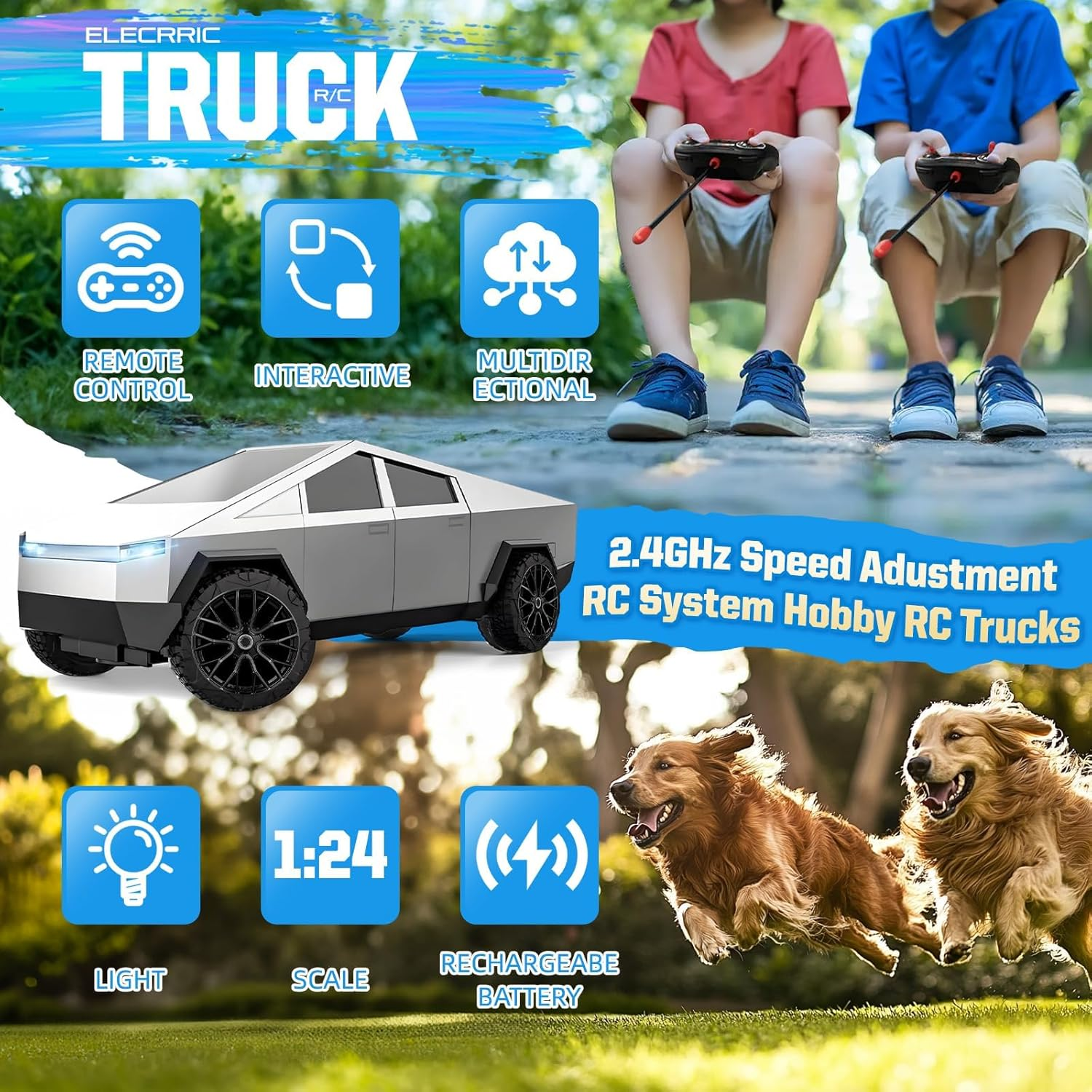 1:24 RC Car Toys - All Terrain High Speed Remote Control Car with Light and Loadspace, Electric Vehicle Toys for Kids, Gifts for Kids, Boys and Girls image number 4