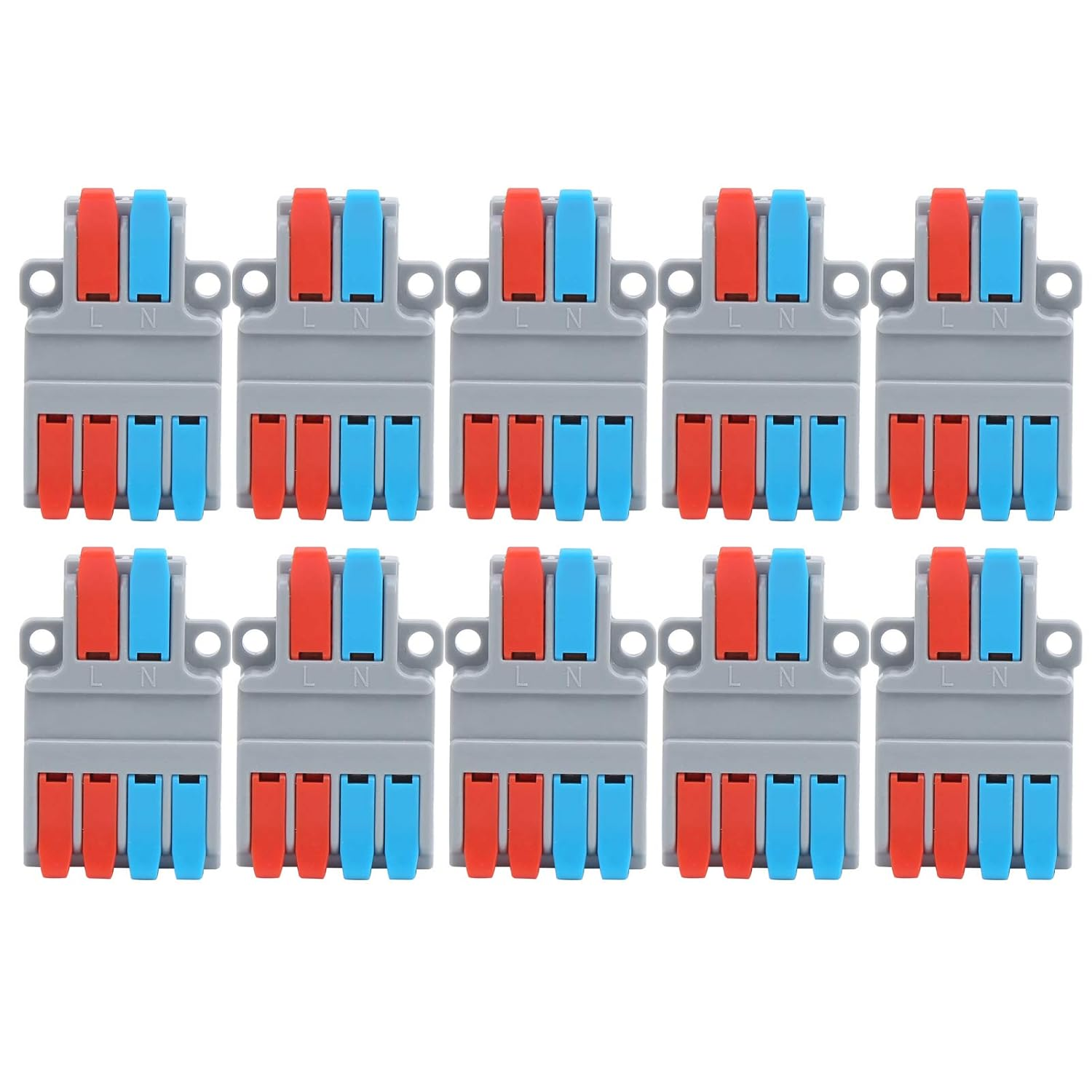 LT-624 Cable Connector Terminal Set, 10 Pieces, 2-In 4-Out Quick Wire Connection, ABS Material, 32A Current Rating, -40 to 105&deg;C Temperature Range image number 2